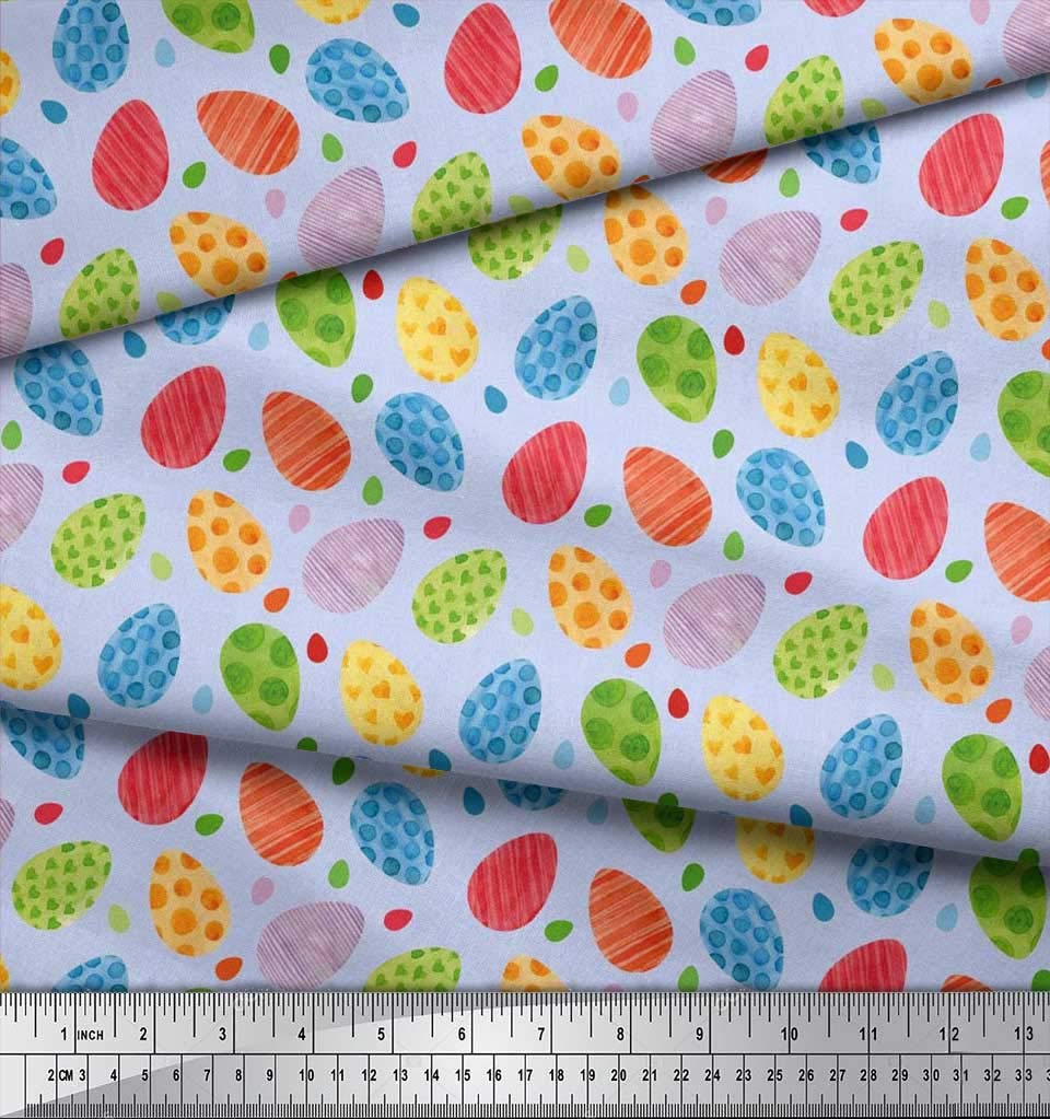 Soimoi Blue Cotton Voile Fabric by The Yard - 56
