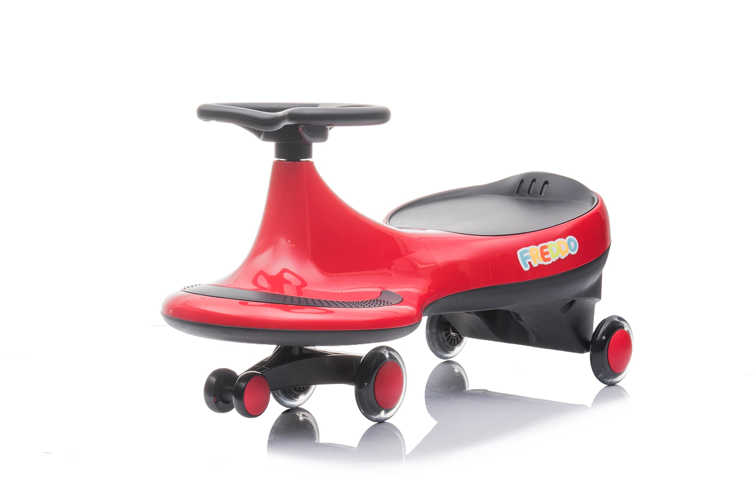 Freddo Toys Swing Car for Toddlers - Flashing Wheels, Red Ride-On Toy - Fun Indoor & Outdoor Play for Kids Ages 1-3 Years