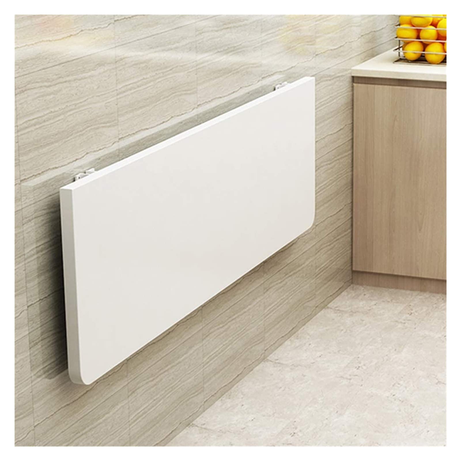 Wall Mounted Floating Folding Desk - Space Saving Drop Leaf Computer Workstation & Dining Table - Compact 60x40cm/24x16in White Wooden Desk for Home Office, Kitchen, Small Spaces - Perfect for Remote Work, Study & Meal Prep
