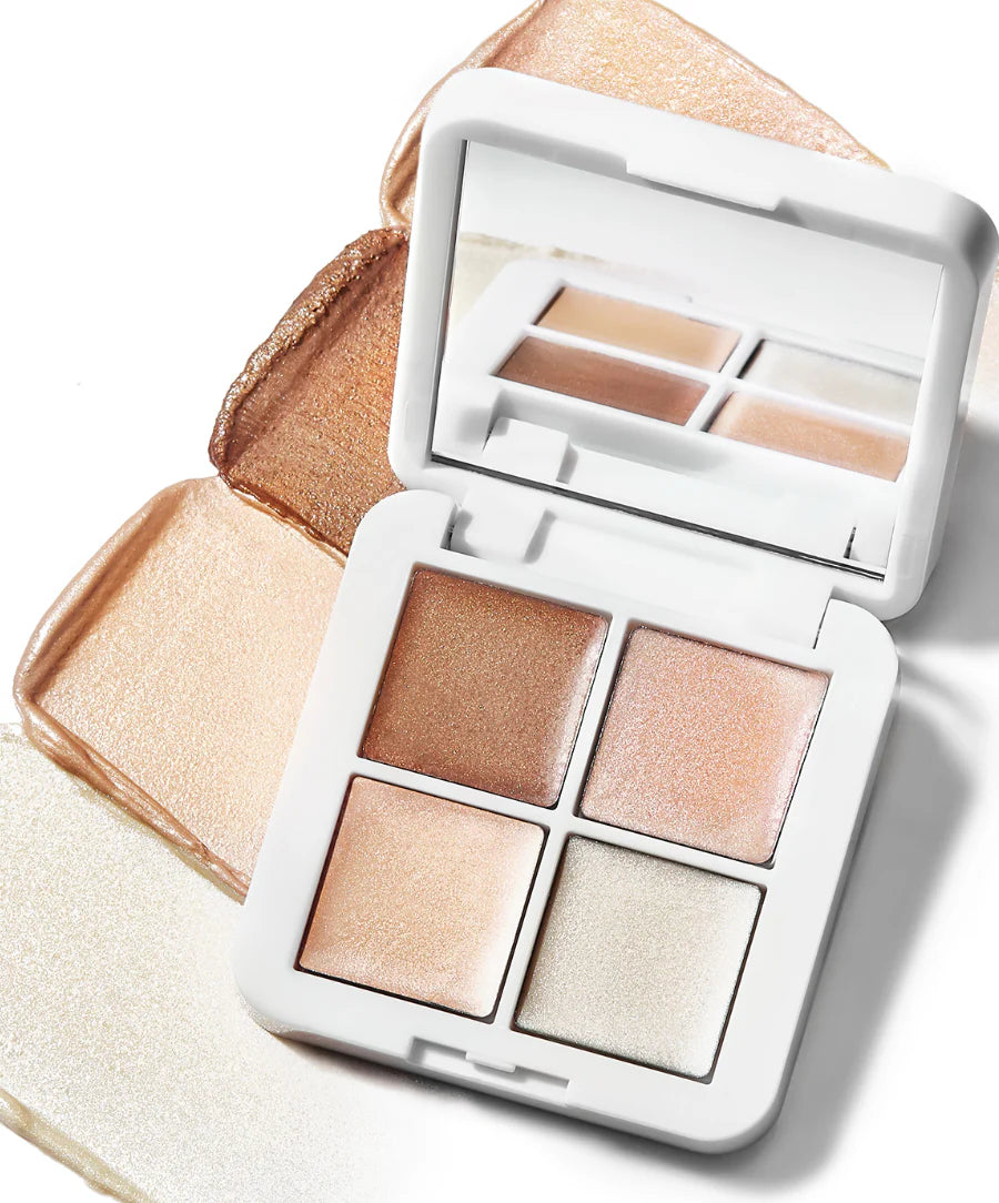 Living Luminizer Glow Quad Mini - 4-in-1 Highlighting Palette for Face & Body | Perfect for Everyday Glow, Special Occasions & Photo Shoots