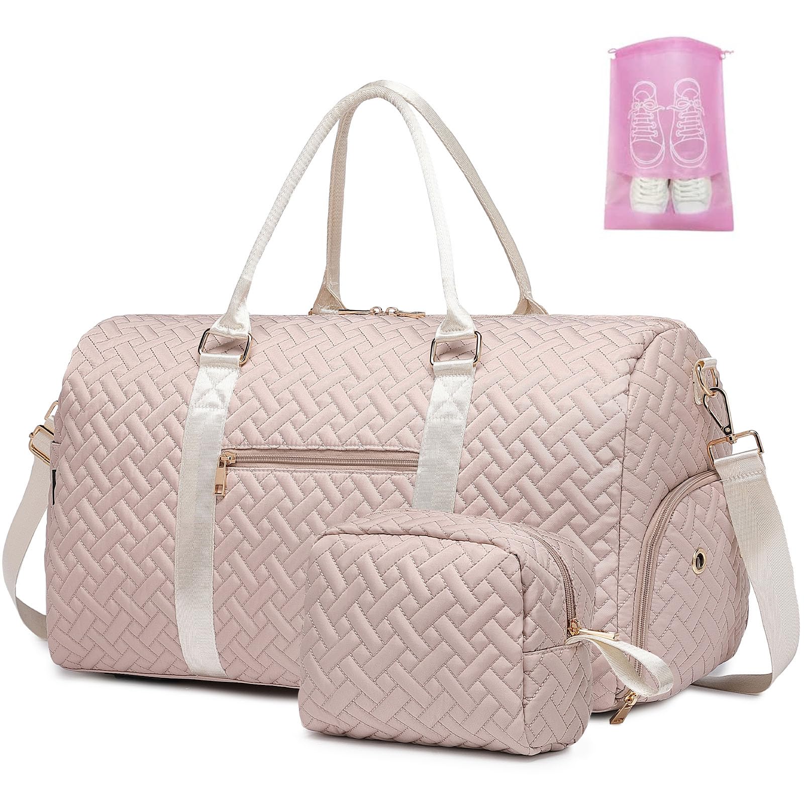 Best 50L Duffle Bag for Travel & Gym - Waterproof Weekender Bag with Shoe Compartment & Wet Pocket, Carry On Overnight Bag for Women, Includes Toiletry Bag - Perfect for Hospital, Labor Delivery & Weekend Getaways