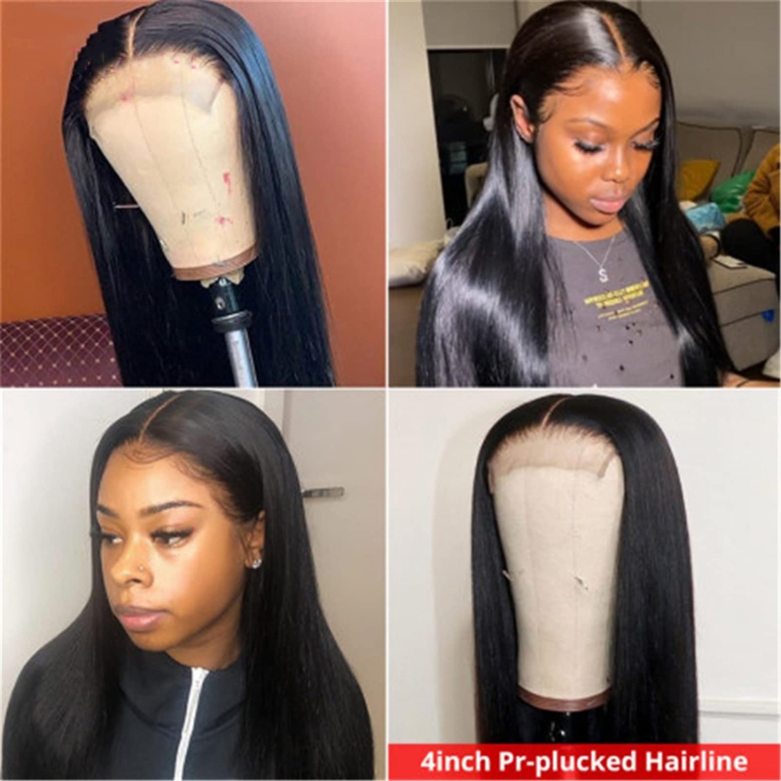Peruvian Straight Lace Front Wig 10-30 Inch Human Hair Wigs with 4x4 Lace Closure & Baby Hair - Pre Plucked Natural Look for Daily Wear & Party Occasions (24inch Stretched Length) | Perfect for Cosplay, Weddings & Special Events