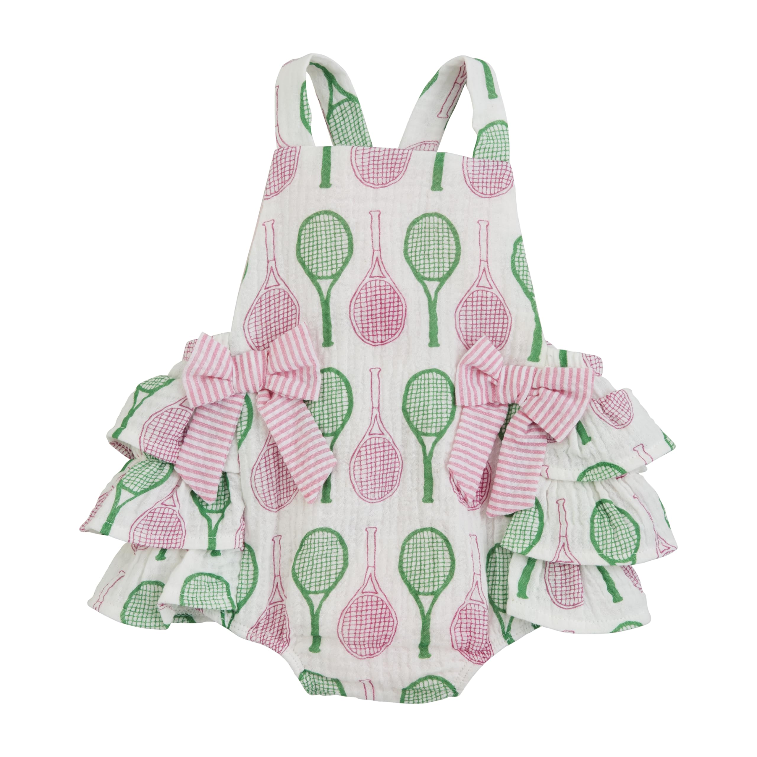 Mud Pie Baby Girls' Tennis Print Sunsuit - Adorable Outfit for Playtime, Summer & Special Occasions