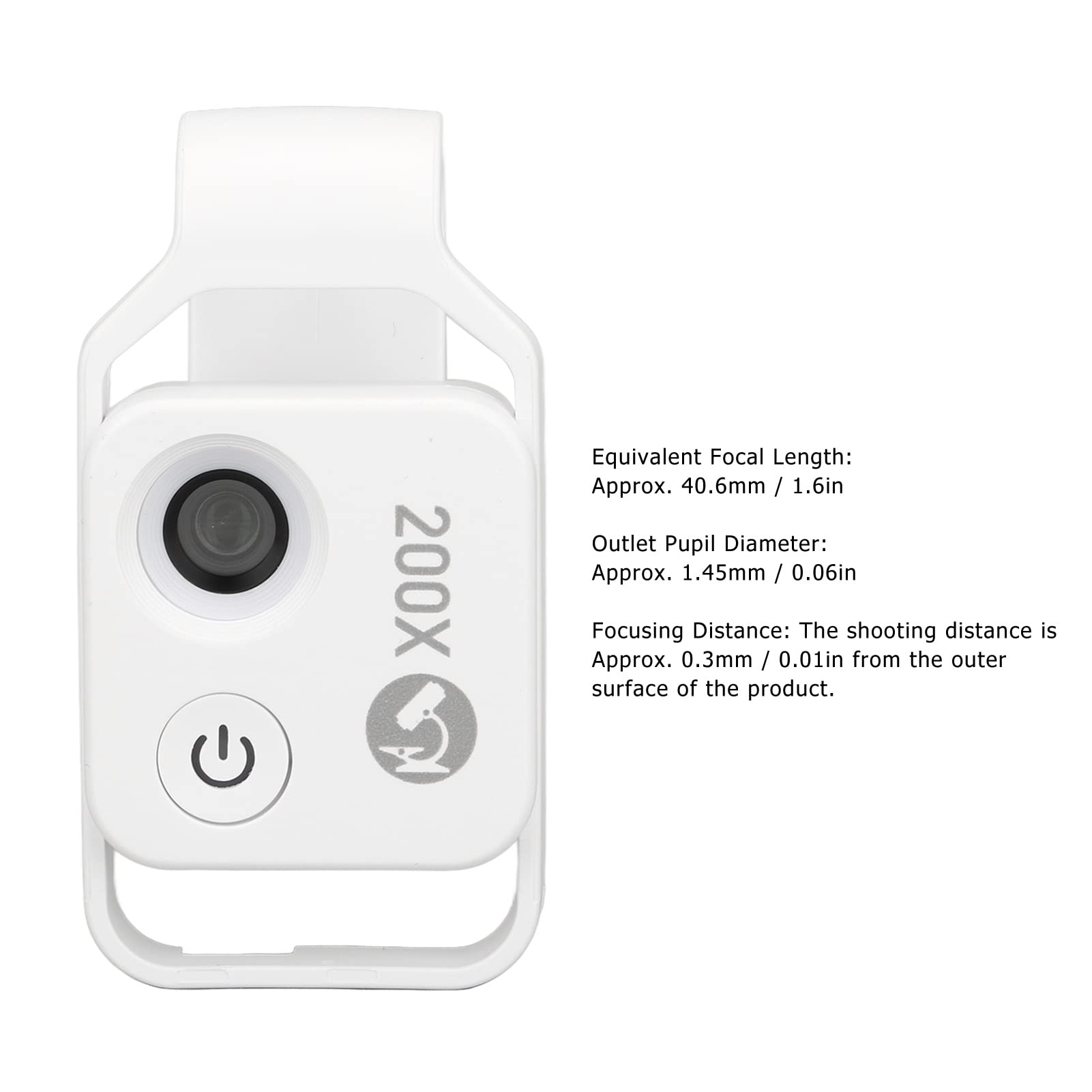 200X Phone Microscope with CPL & LED Light - Mini Pocket Microscope Clip for iPhone Android - Perfect for Jewelry, Coins, Stamps & Science Exploration (White)