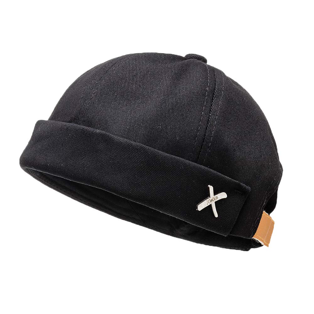 Men's Docker Cap - Adjustable Beanie Sailor Hat with Rolled Cuff, Retro Brimless Worker Hat for Outdoor Activities, Fishing, and Winter Wear