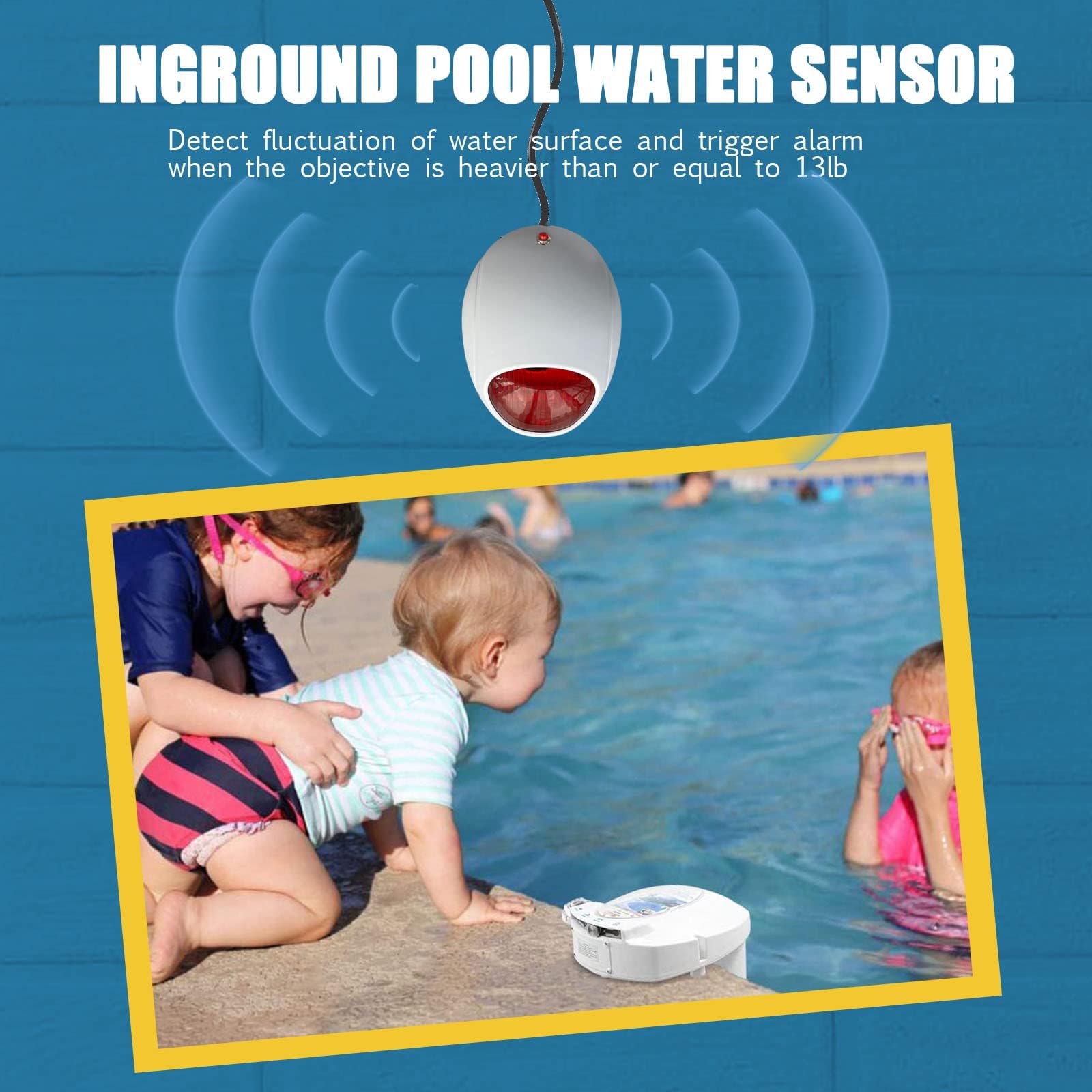IC ICLOVER Pool Alarm with Remote Receiver - Wireless Swimming Pool Safety System for Kids, Toddlers & Pets | Immersion Drown Prevention Monitor | Works with Inground & Above Ground Pools | Ideal for Backyard, Vacation Homes & Family Pool Safety