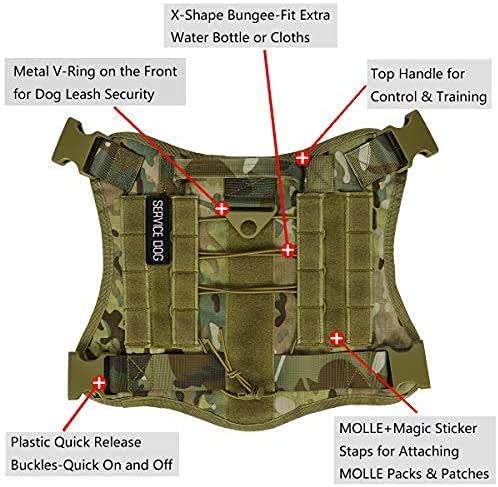 IronSeals Tactical Service Dog Vest - Adjustable Patrol Training Harness with MOLLE System & Handle - Perfect for Police K9, Military & Search & Rescue Dogs