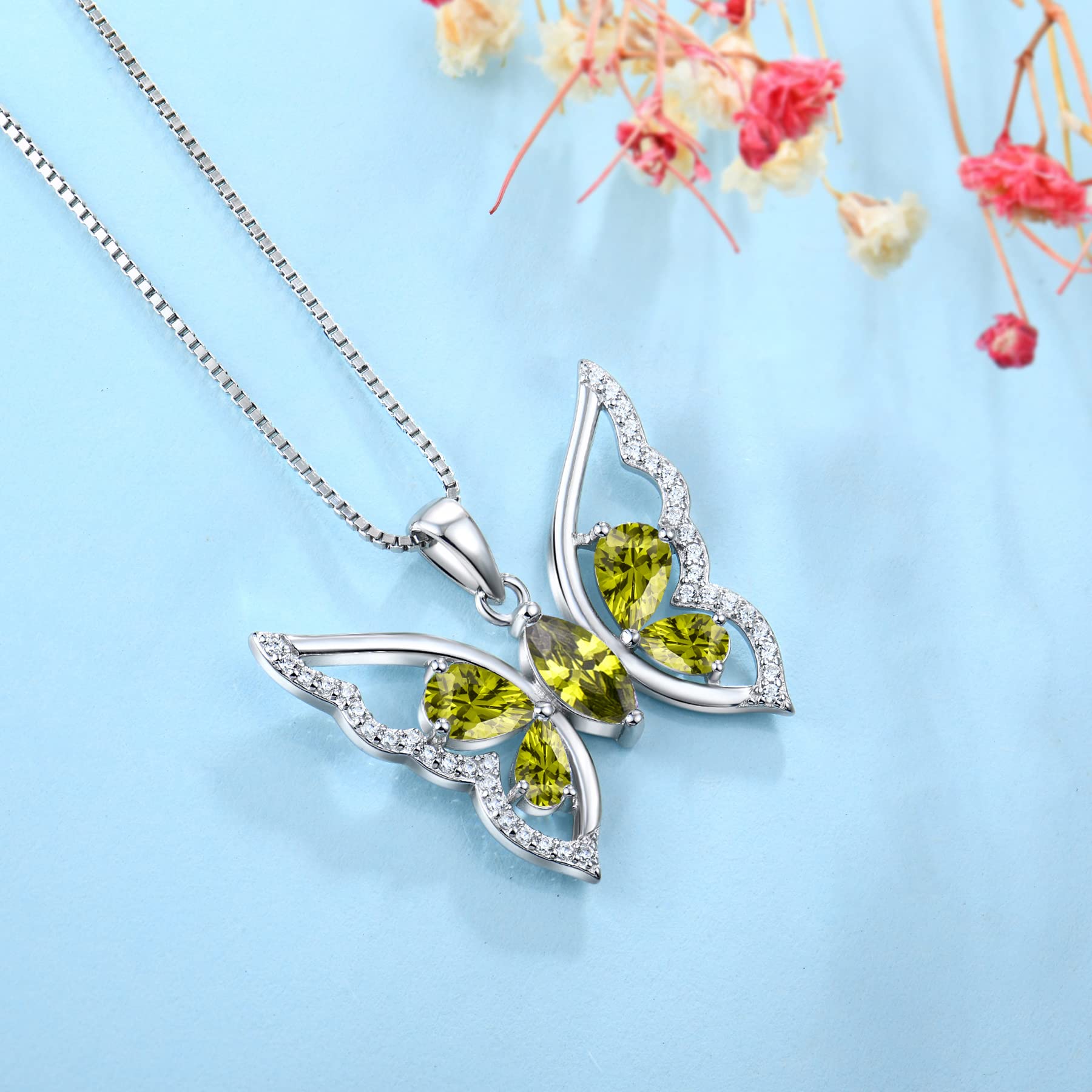 925 Sterling Silver Butterfly Necklace for Women - Elegant Birthstone Pendant Jewelry | Perfect Gift for Birthday, Anniversary & Special Occasions
