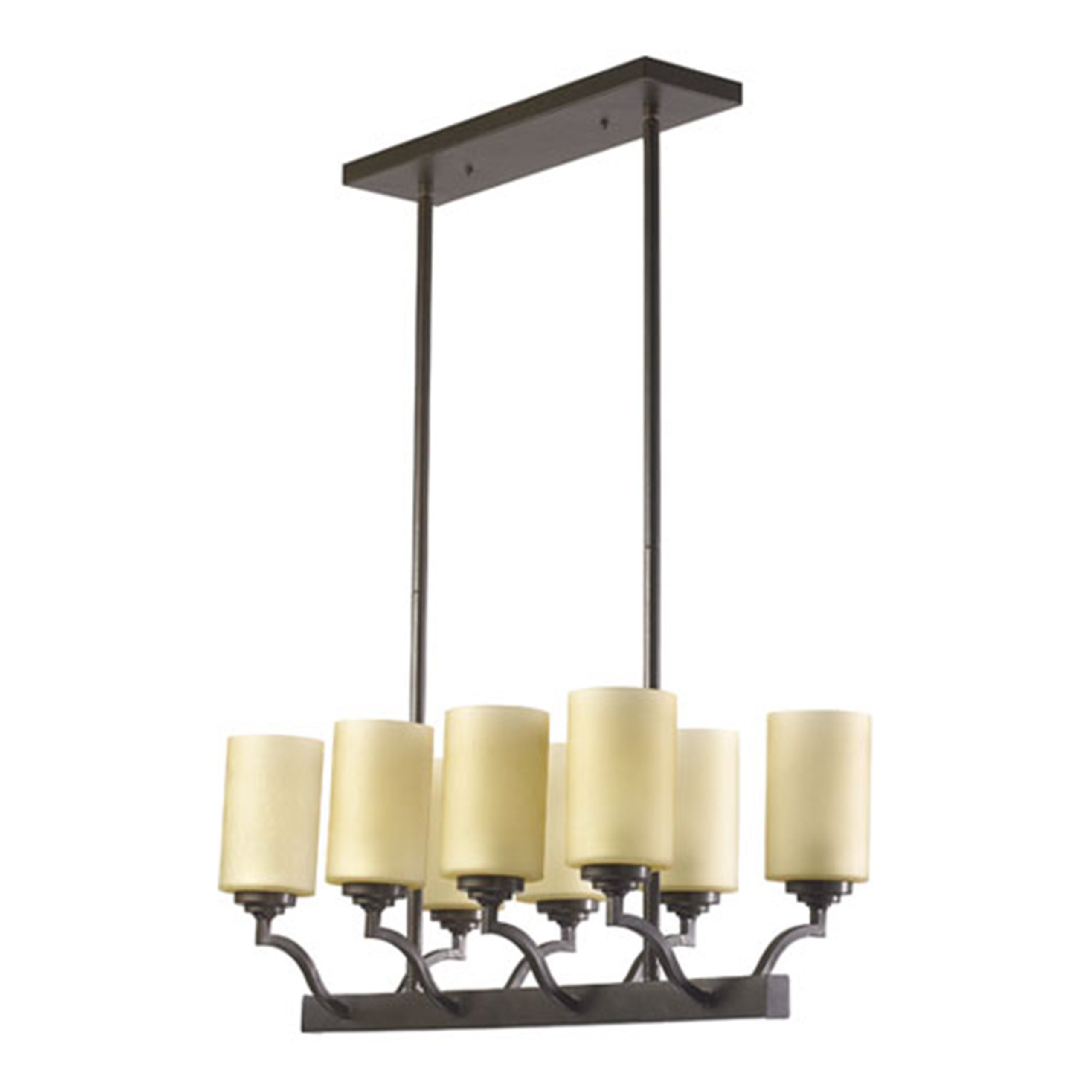 Quorum International 6596-8-86 Atwood Collection 8-Light Island Chandelier - Oiled Bronze Finish with Amber Scavo Glass Shades - Perfect for Kitchen Islands, Dining Rooms, and Open Concept Living Spaces