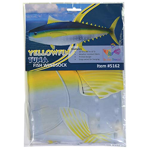 48-inch Yellowfin Tuna Fish Windsock - Realistic Outdoor Decoration for Beach, Garden & Marine Theme Parties | In the Breeze 5162
