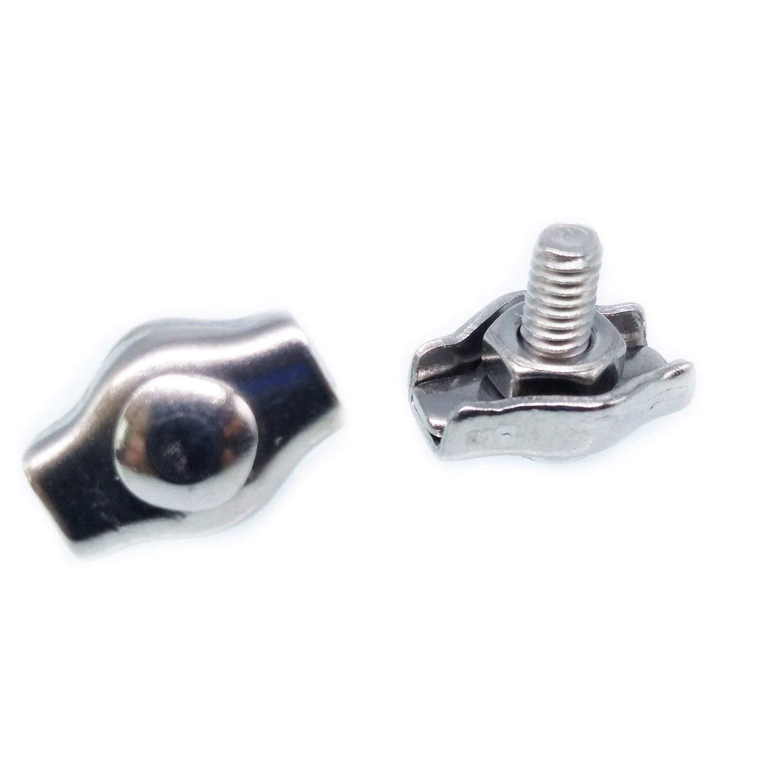 10pcs 2mm 304/A2 Stainless Steel Wire Rope Clamps - Heavy Duty Cable Grips for Marine, Rigging, DIY Projects & Outdoor Use