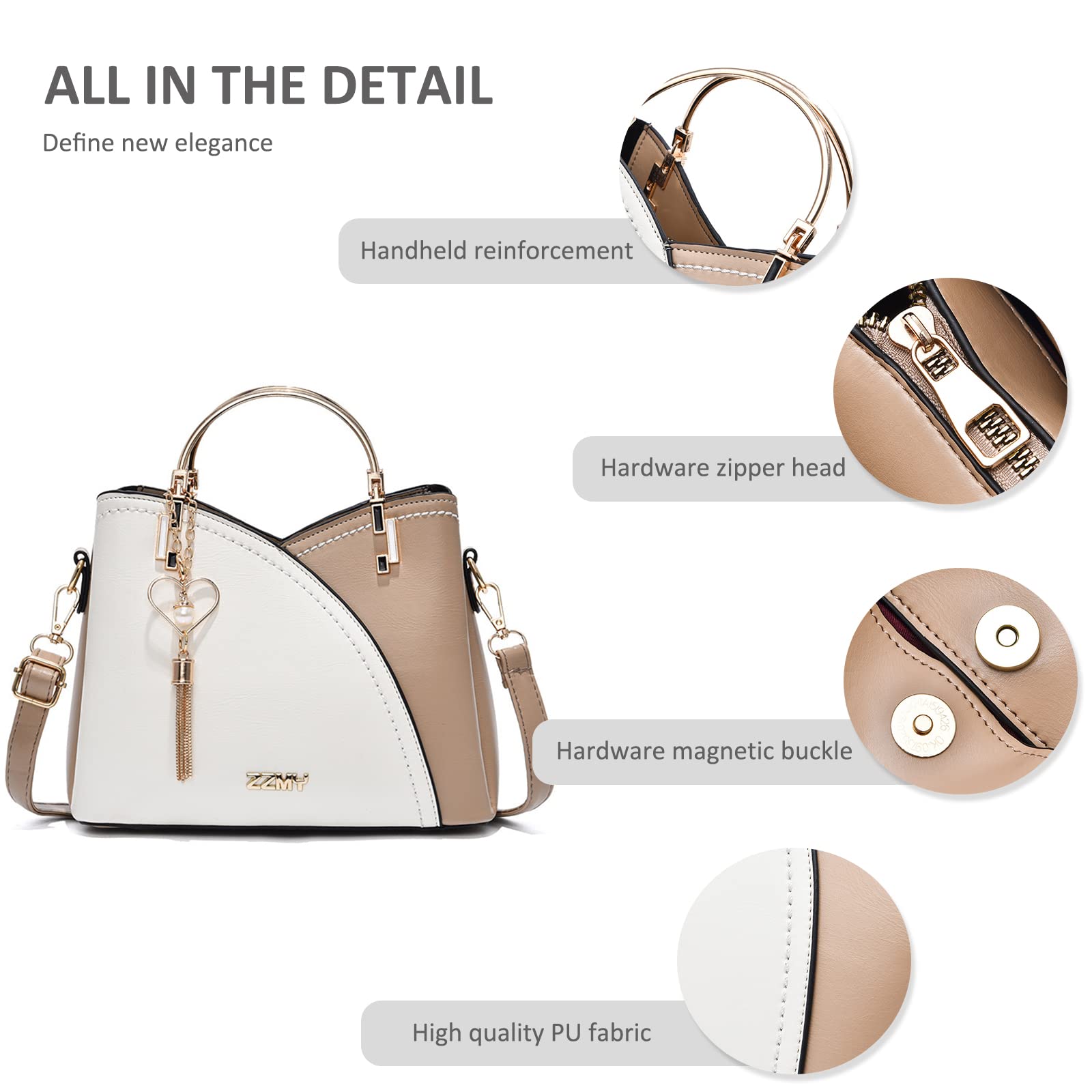 Stylish NICOLE & DORIS Women's Small Top Handle Crossbody Bag - PU Leather Shoulder Purse with Contrast Colors | Perfect for Work, Party & Everyday Use