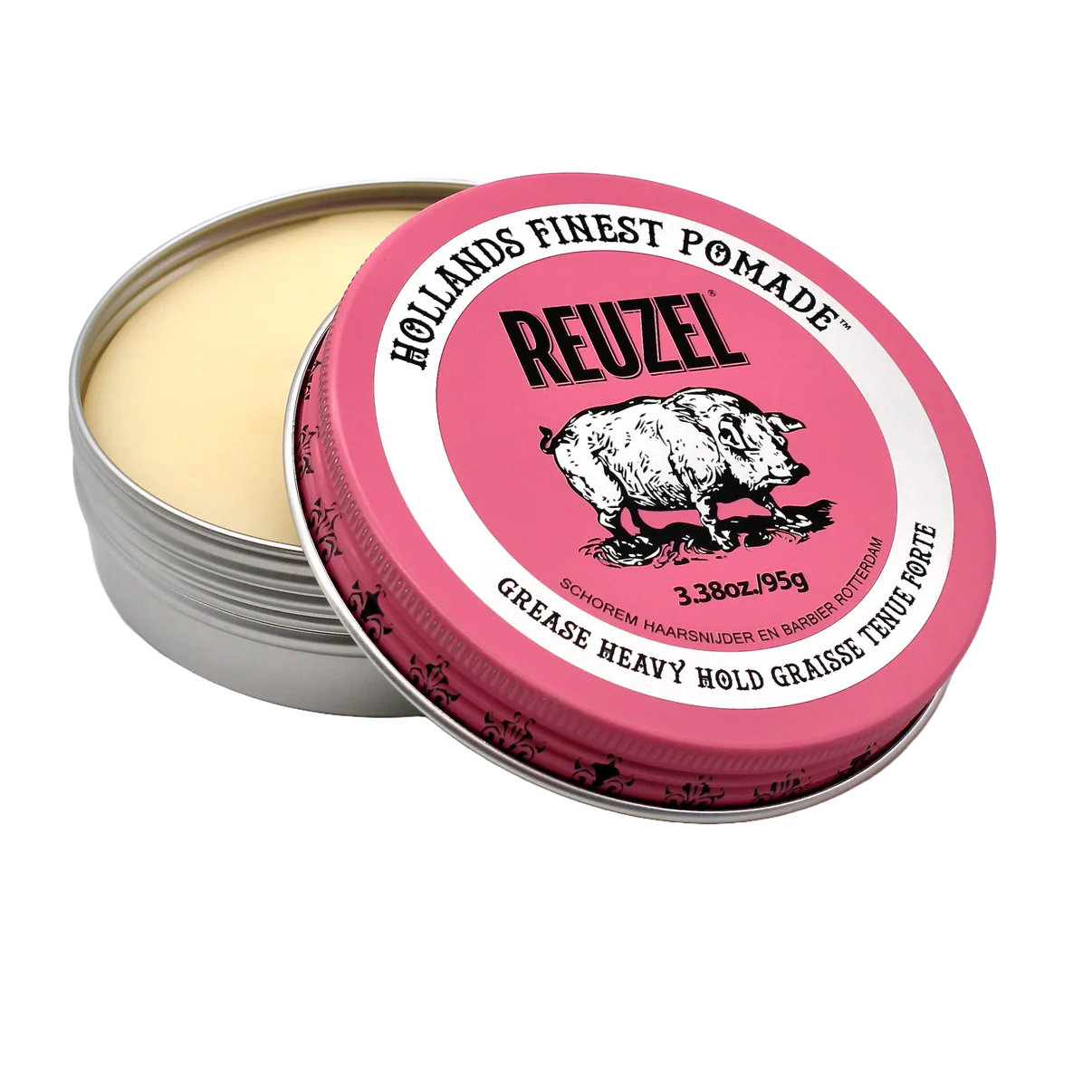 Reuzel Pink Pomade - Strong Hold Hair Styling Wax for Men - Classic Slick Back, Pompadour & Quiff Hairstyles - All-Day Shine & Control - Perfect for Barbers & Stylists