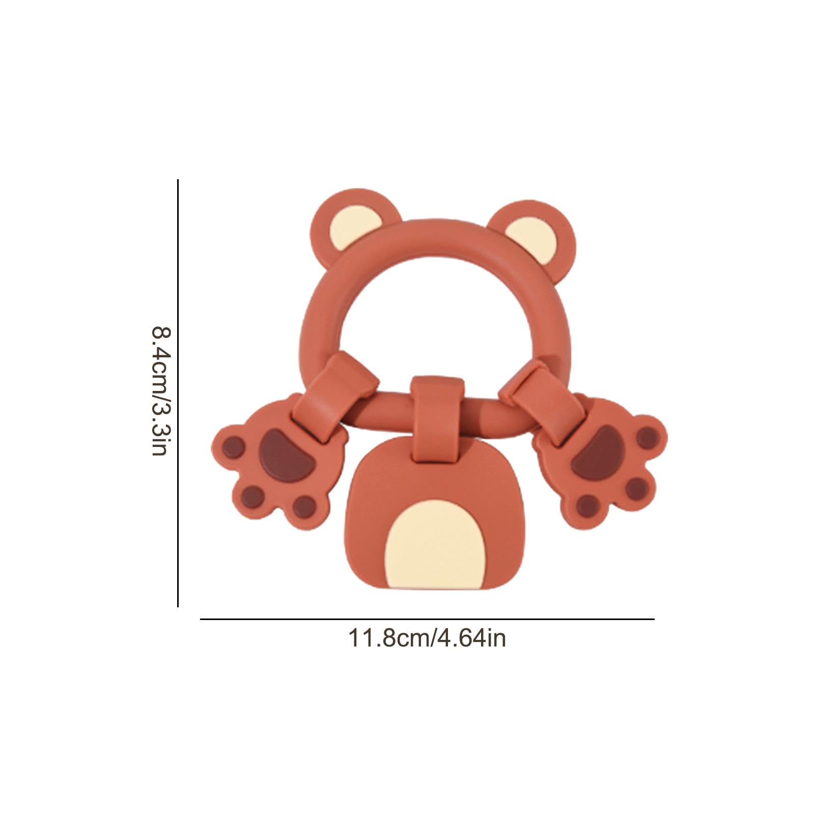 Shakven Cartoon Bear Silicone Teething Toys for Toddlers - BPA-Free Baby Teether for Boys & Girls - Early Development & Sensory Toy for Chewing Relief, Playtime & Cognitive Learning | Perfect for Home, Travel & Daycare Use