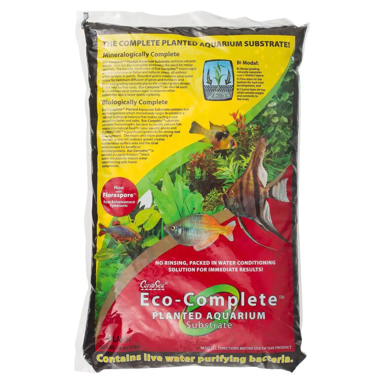 CaribSea Eco Planted Black Substrate - 20lb Bag for Aquarium Plants | Natural Aquatic Plant Growth | Perfect for Freshwater Fish Tanks & Aquascaping