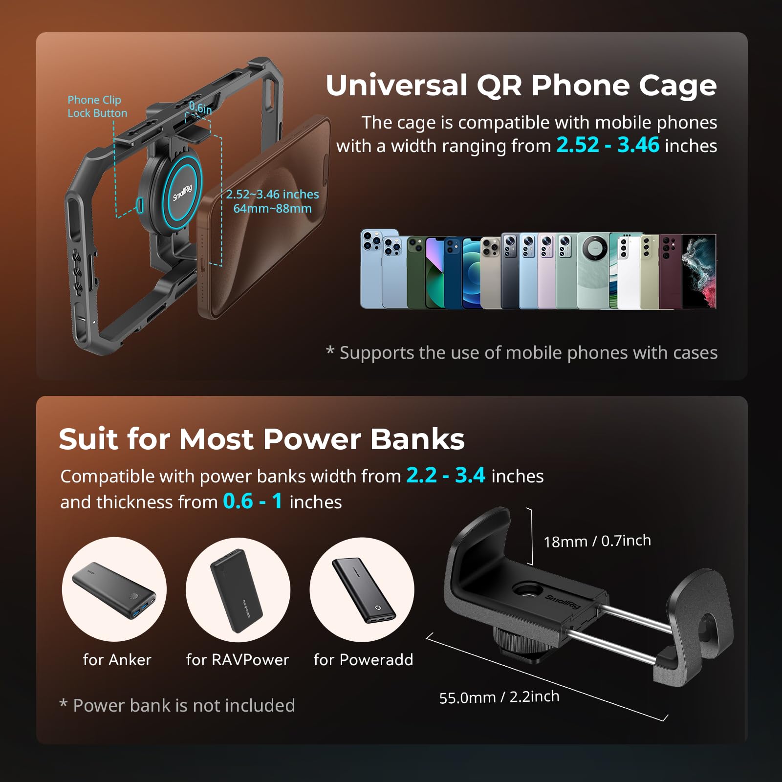 SmallRig Universal Quick Release Phone Video Rig Kit Pro - Phone Stabilizer with LED Light, Microphone, QR Tripod, Dual Handles & Power Bank Holder for Content Creators, Live Streaming, Vlogging & YouTube Videos (Model 4704)