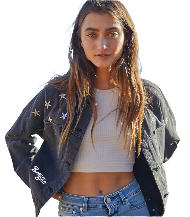 Women's Patriotic Star Spangled Denim Jacket in Black - Perfect for 4th of July, Independence Day & Casual Outfits