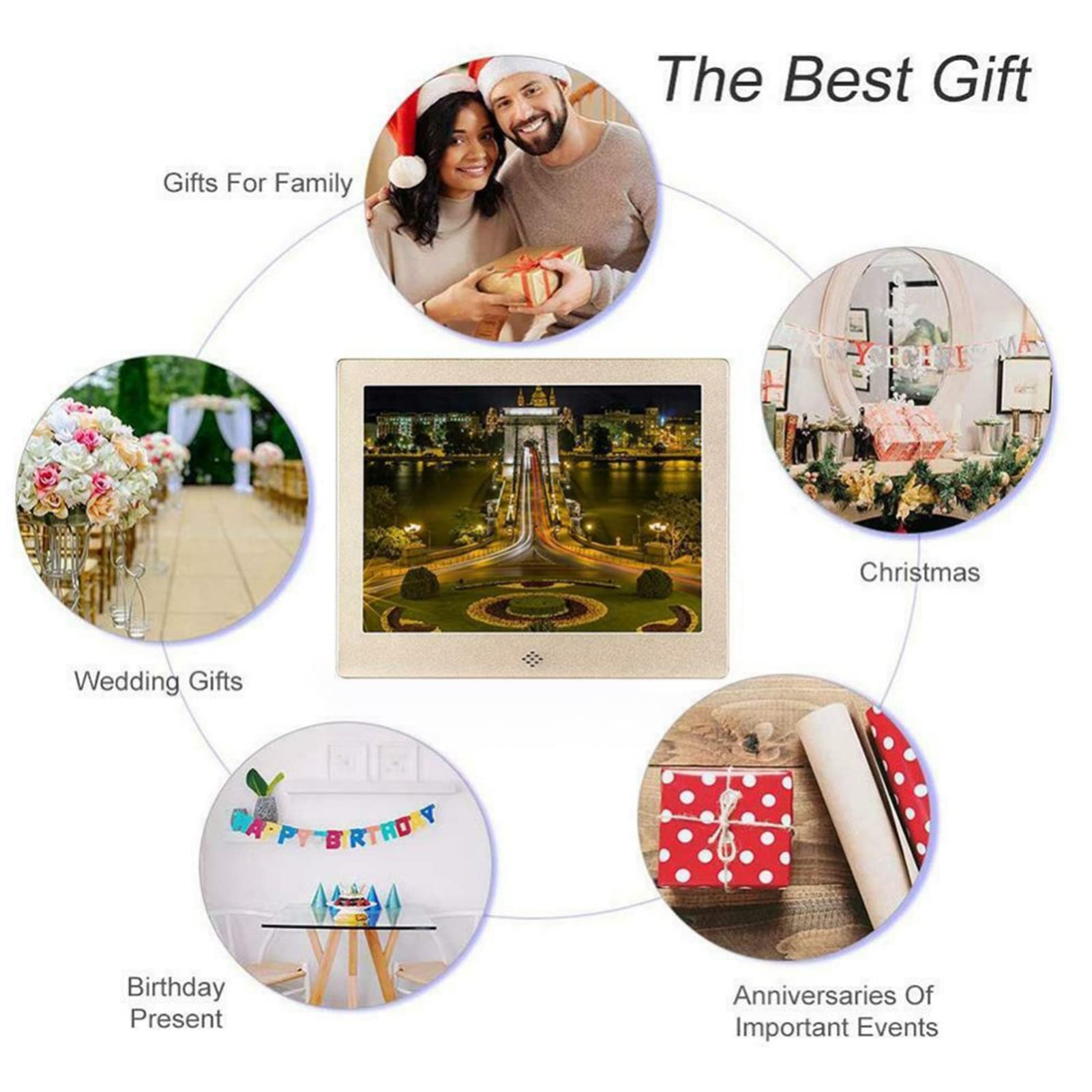 15 Inch Digital Photo Frame - Ultra Thin HD Display with SD Card Slot & HDMI, 16GB Built-in Storage, 13 Languages, Remote Control - Perfect for Home Decor, Office Display & Gift Giving (Rose Gold)