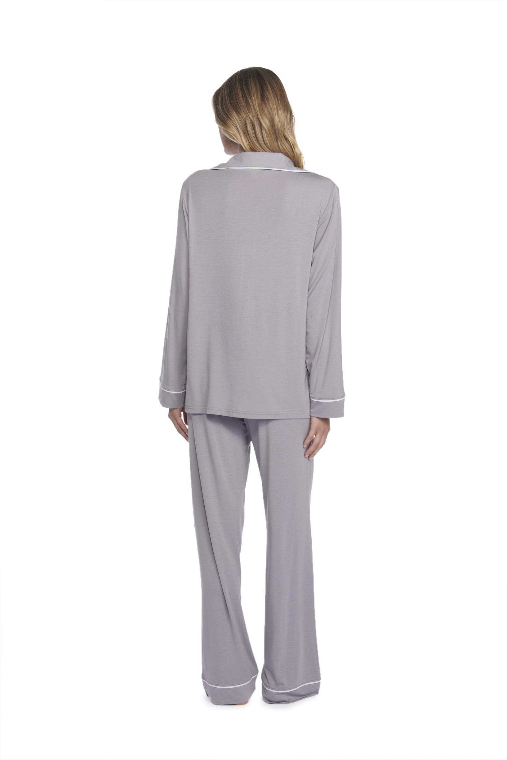 Barefoot Dreams Women's Luxe Milk Jersey Piped Pajama Set - Ultra Soft Sleepwear for Cozy Nights & Relaxing at Home