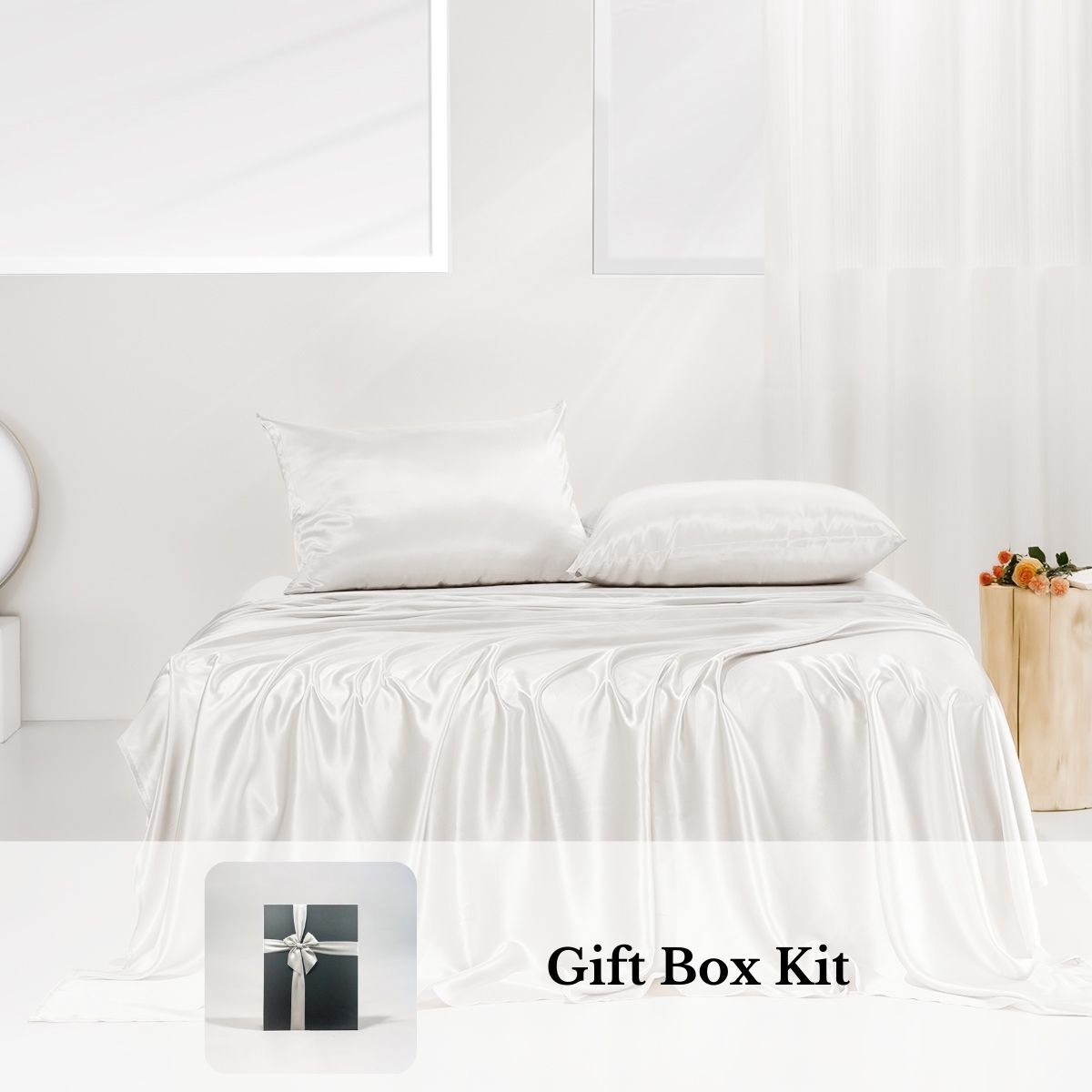 Premium 23mm 6A+ Grade 100% Mulberry Silk Bed Sheet Set - 4 Piece Luxury Bedding Collection (Queen/King Size) | Valentine's Day Gift for Her/Him | Perfect for Romantic Nights, Anniversary Presents & Upscale Home Decor
