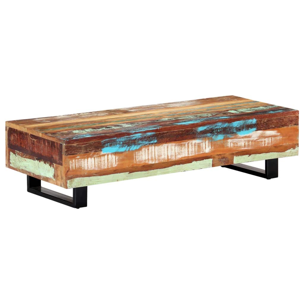 Modern VidaXL Console Table - Entryway Sofa Table with Metal Mesh Shelf, Solid Reclaimed Wood & Steel Frame (7.2