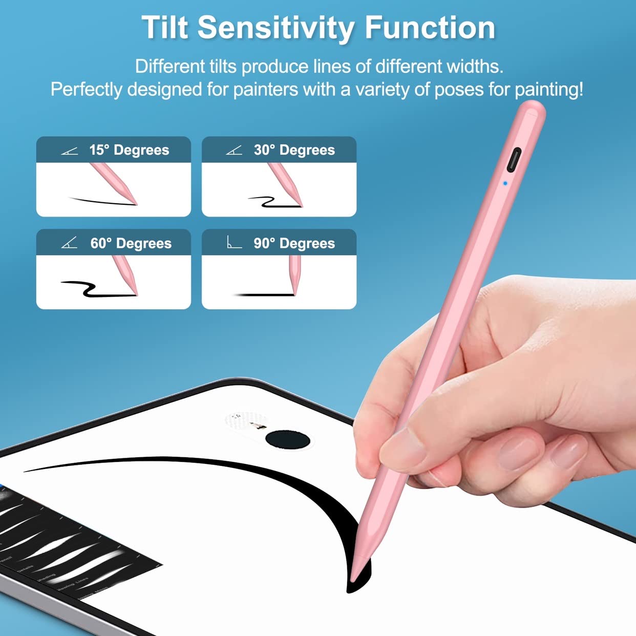 Fast Charging Stylus Pen for iPad 9th & 10th Generation - 5X Quick Charge Digital Pencil Compatible with iPad Pro 11/12.9 Inch (2018-2023), iPad 6-10 Gen, iPad Mini 5-6, iPad Air 3-5 - Pink - Perfect for Drawing, Note Taking & Professional Design Work