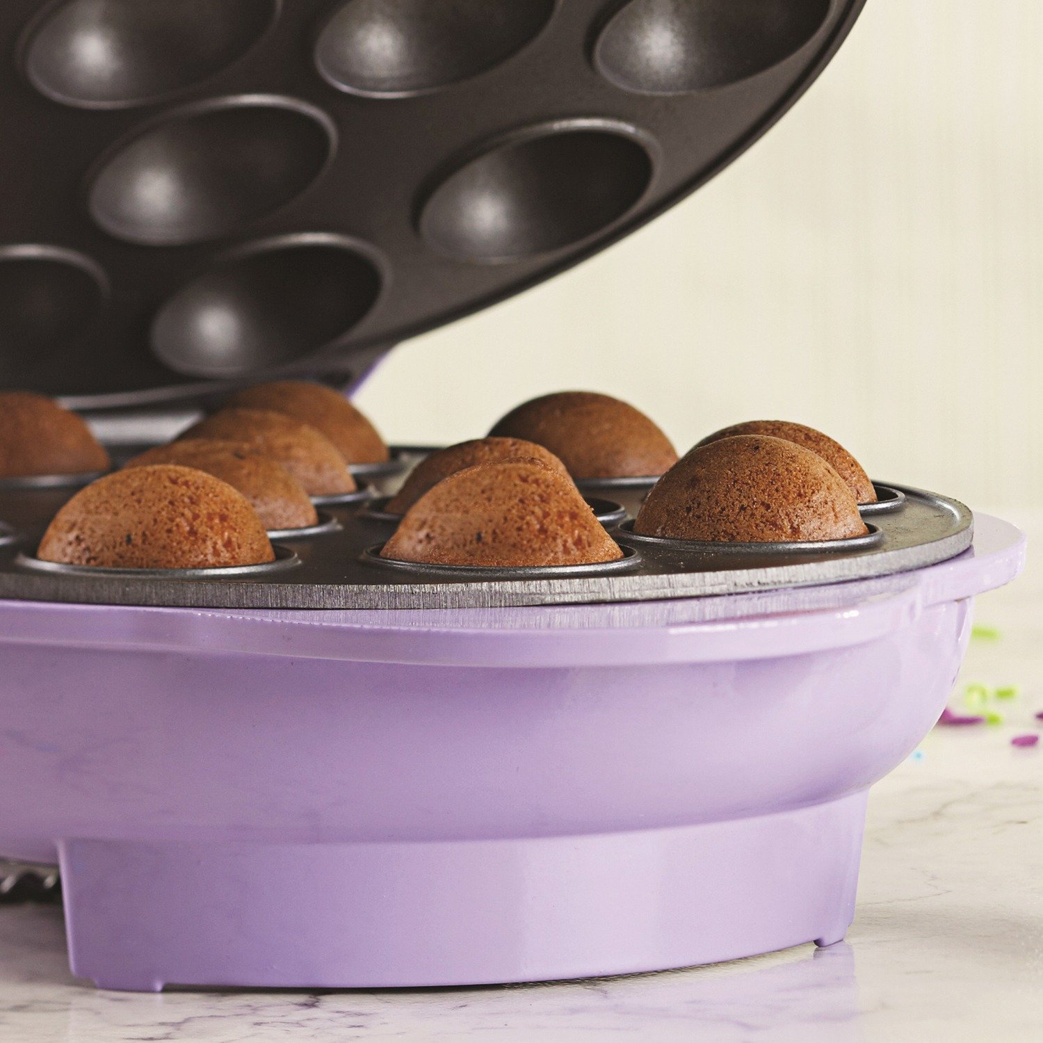 Brentwood Appliances TS-254 Electric Cake Pop Maker Machine - 12 Cake Pops at Once, Purple - Perfect for Birthday Parties, Baby Showers & Holiday Baking