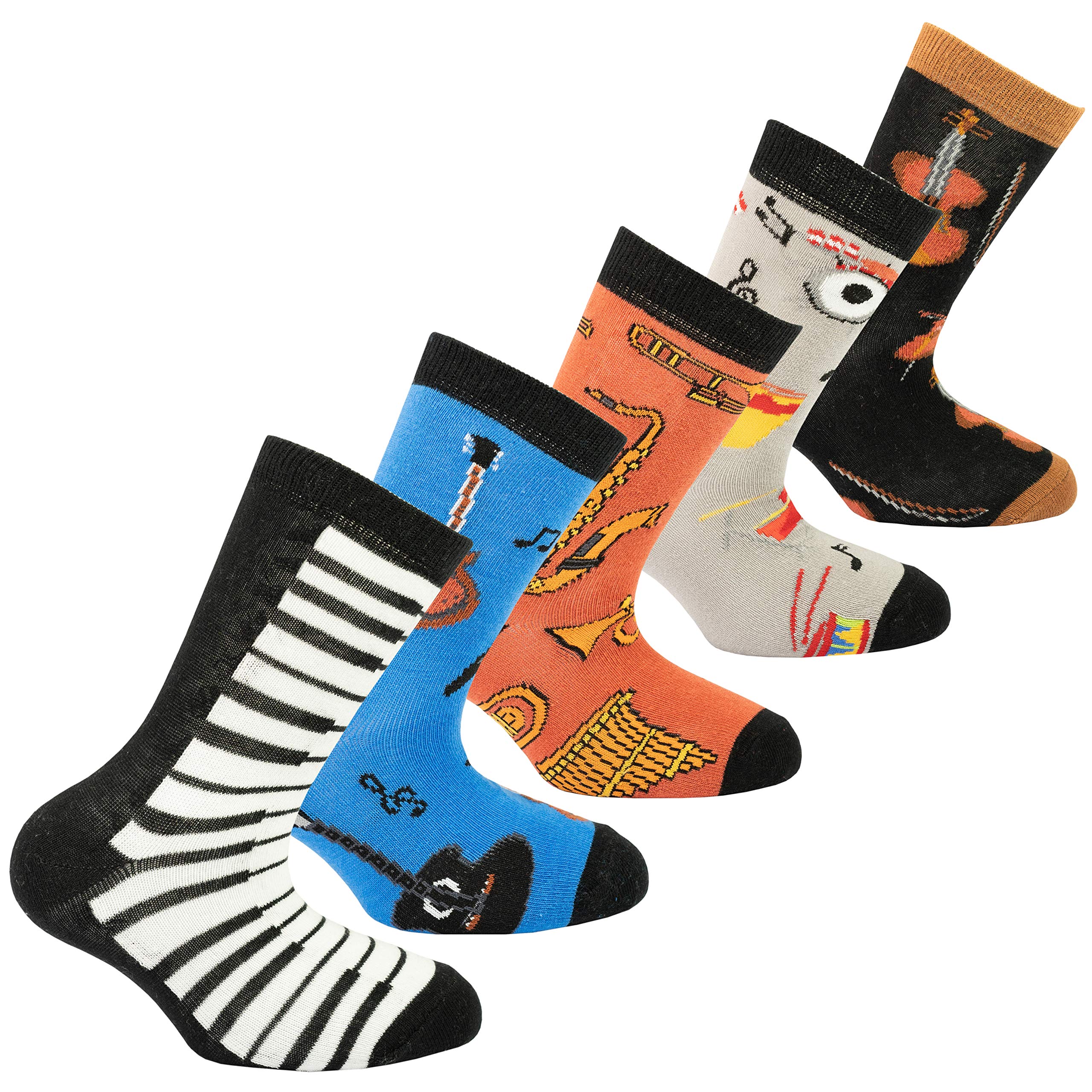 Kids 5-Pair Fun Colorful Cotton Crew Socks Gift Set - Soft Dress Socks for Boys & Girls - Perfect for School, Parties & Everyday Wear