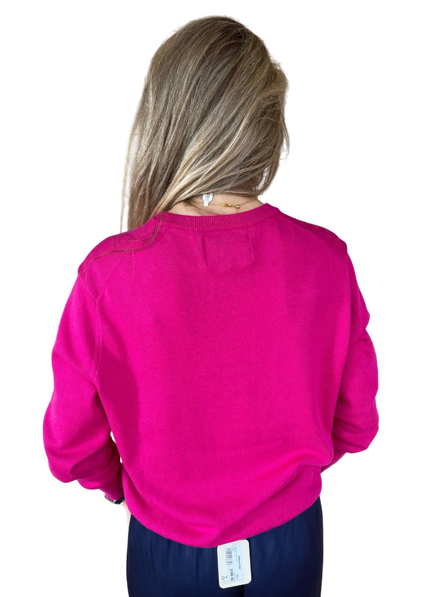 Magic in the Air Crew Sweater - Women's Soft Fuchsia Rose Pullover for Fall & Winter | Cozy Casual Wear, Office Outfits, and Weekend Relaxation