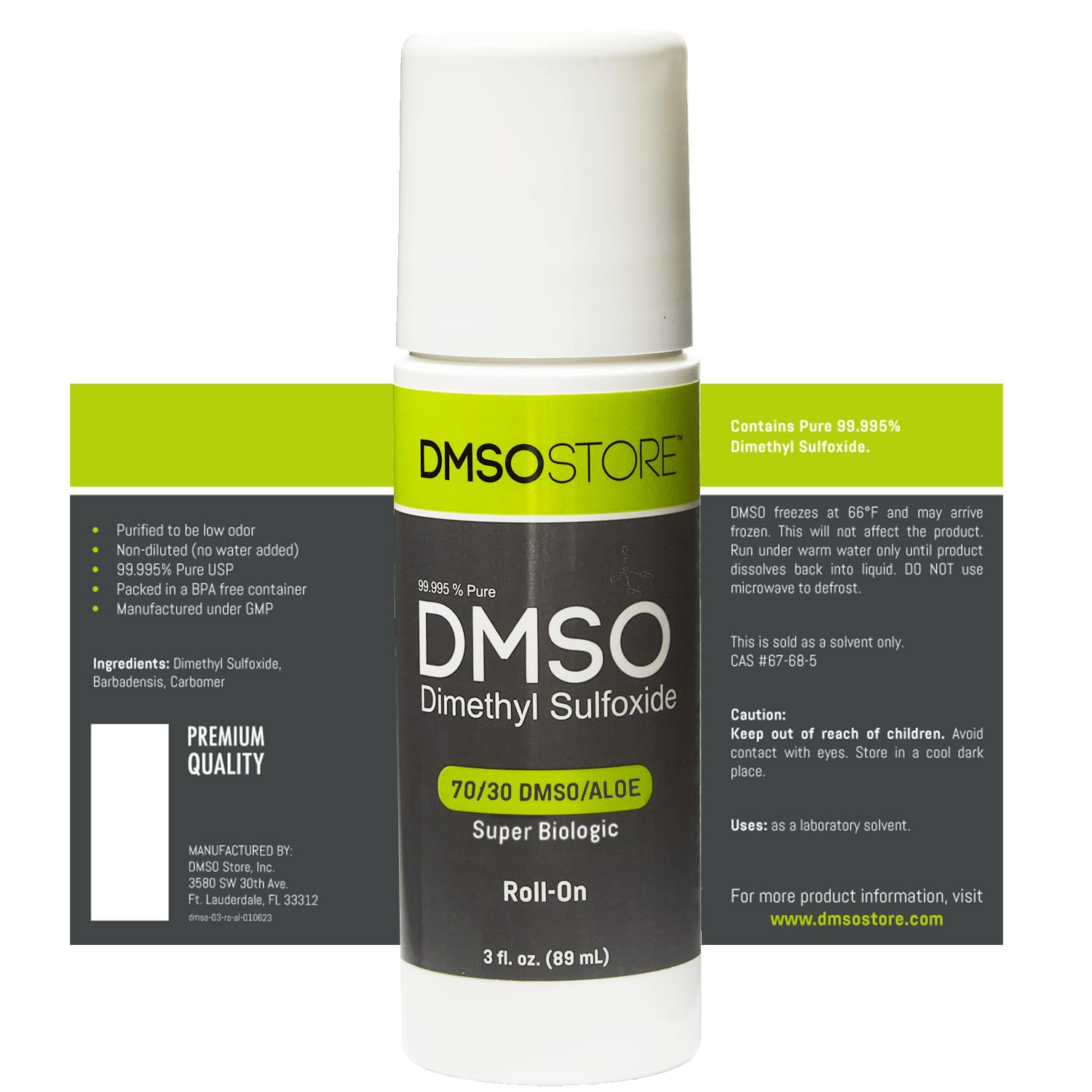 70% Pure 99.995% DMSO Roll On with 30% Organic Aloe Vera - 3 oz (1 Pack) | Fast-Acting Pain Relief for Joints & Muscles | Perfect for Athletes & Arthritis Sufferers