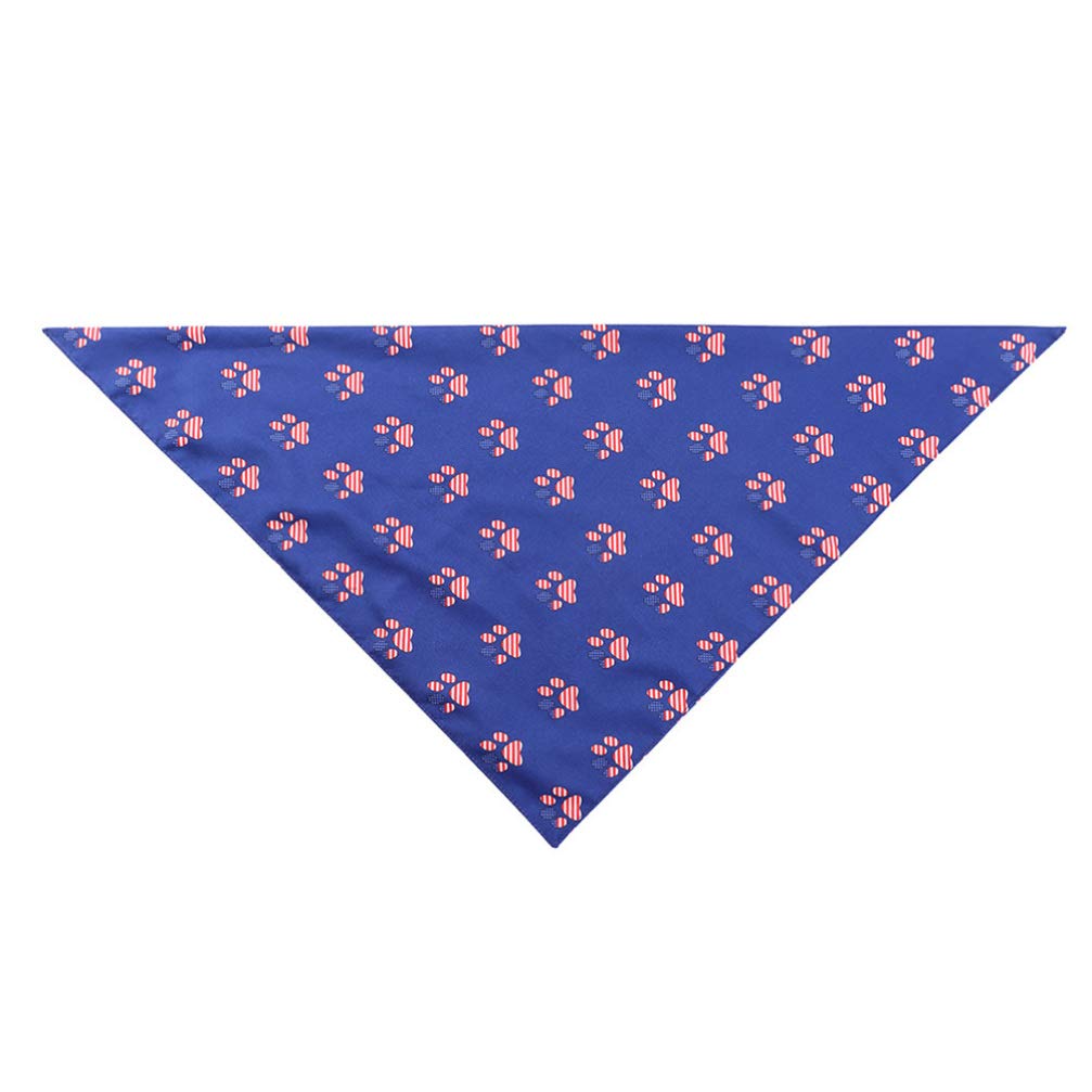 Amosfun Fall Dog Bandana Scarf - Blue Footprint Pattern, USA Triangle Bib, Independence Day Pet Kerchief for Dogs & Cats - Perfect for Holidays, Outdoor Adventures & Photo Shoots