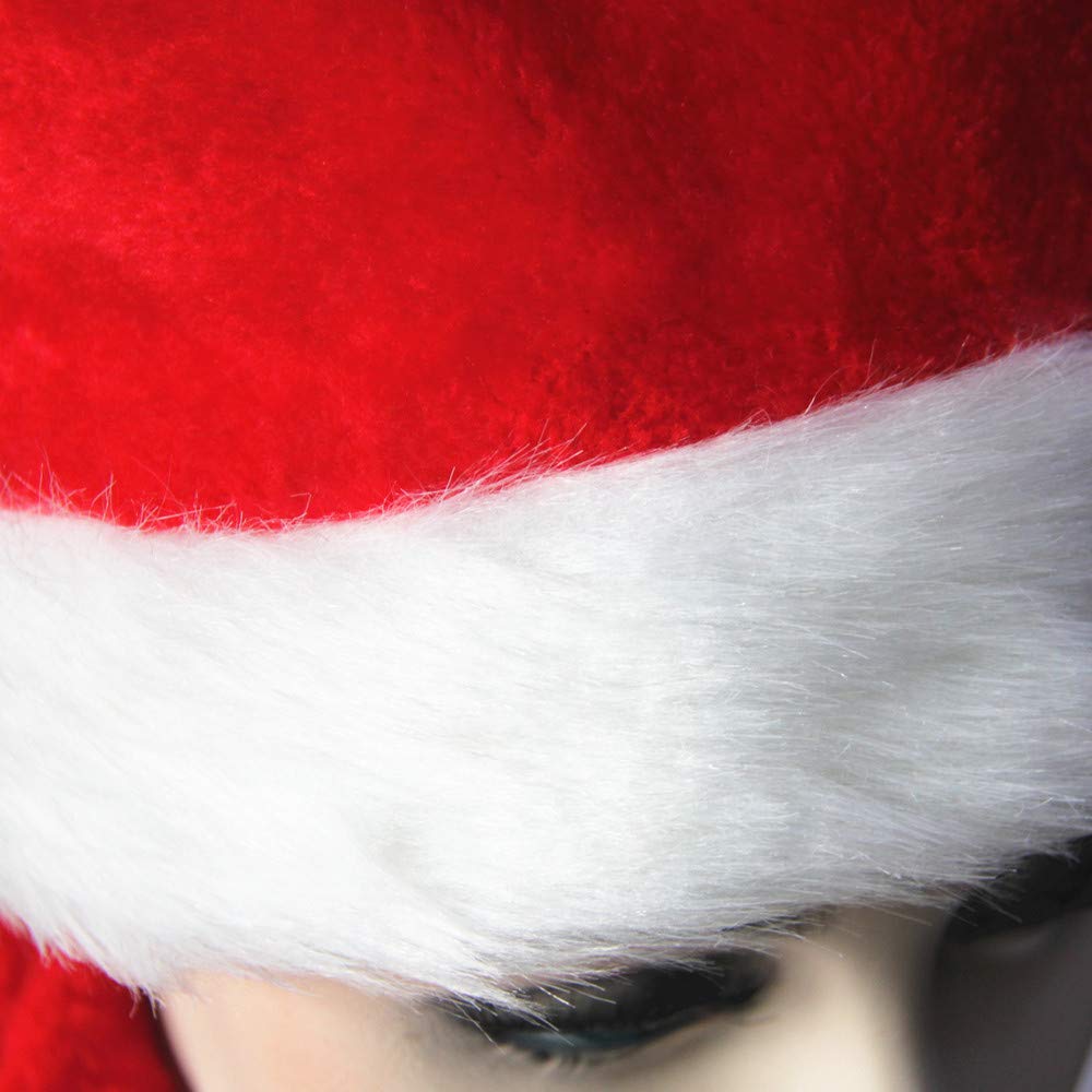 Festive Long Santa Hat for Adults - Soft Red Christmas Santa Hat with White Fur Trim - Perfect for Holiday Parties, Christmas Photos & Festive Gatherings