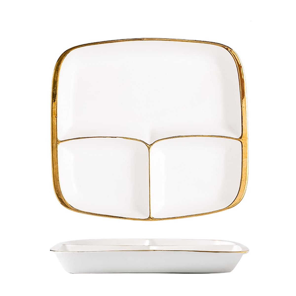 Bicuzat 10 Inch Ceramic Portion Control Plate - Divided Dish for Dessert, Salad & Dinner - Perfect for Healthy Eating, Meal Prep & Portion Management - Ideal for Home, Office & Restaurants