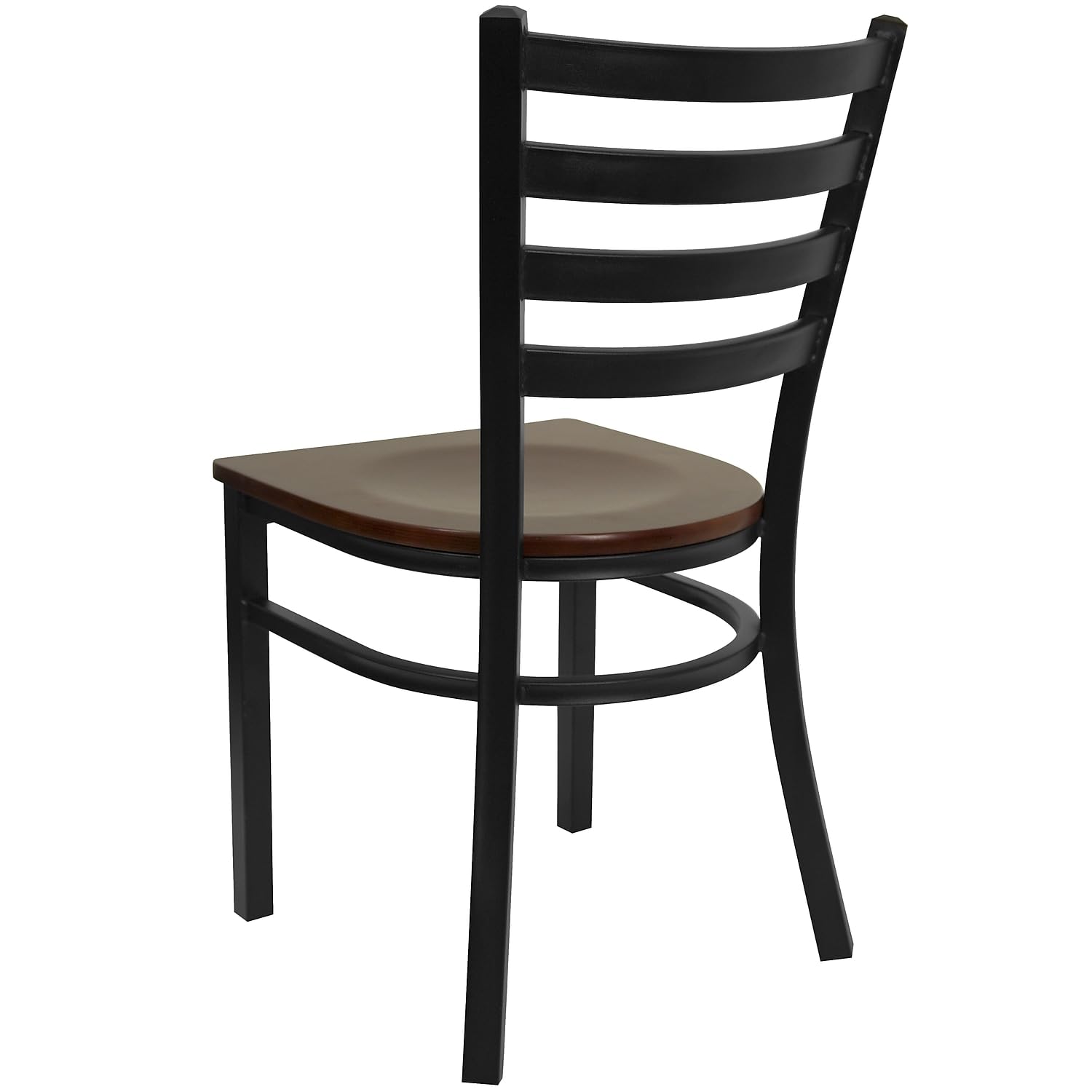 Flash Furniture 2-Pack HERCULES Series Black Metal Ladder Back Restaurant Chairs with Mahogany Wood Seats - Heavy Duty Commercial Dining Chairs for Restaurants, Cafes, and Home Kitchens