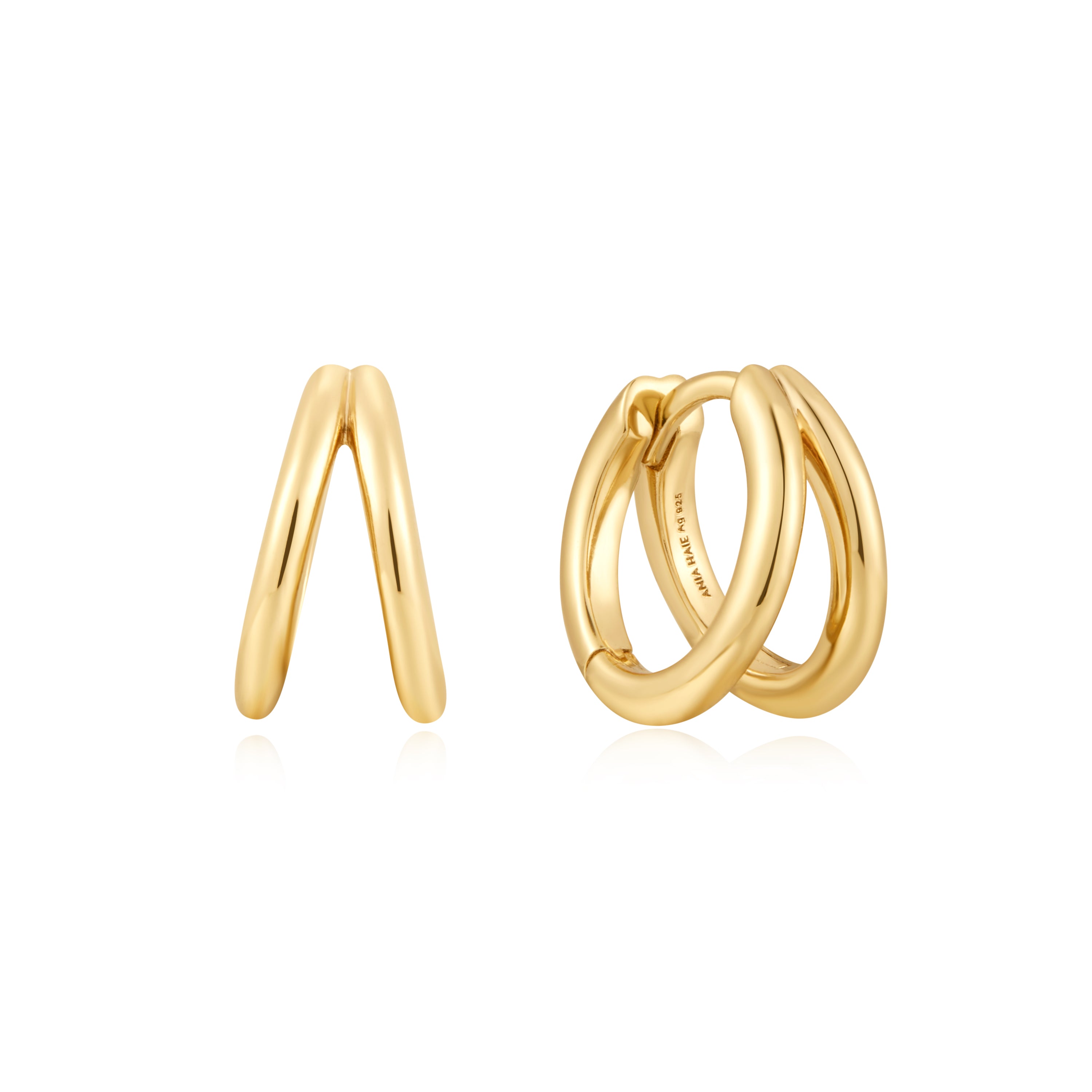14K Gold Double Huggie Hoop Earrings for Women - Elegant and Secure Earrings for Everyday Wear, Parties, and Special Occasions