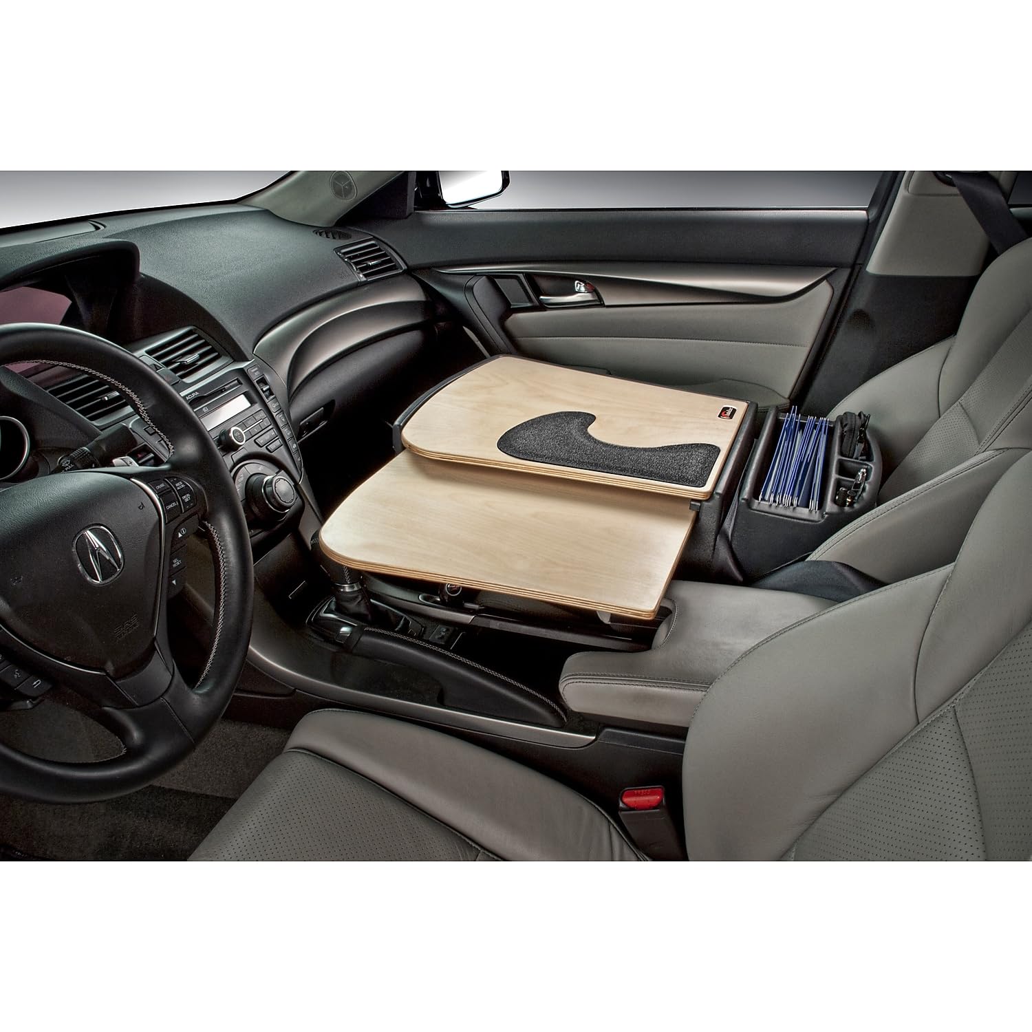 AutoExec AUE10020 GripMaster Car Desk - Premium Birch Finish Wooden Steering Wheel Tray for Laptop & Food - Perfect for Commuters, Road Trips & Office on the Go