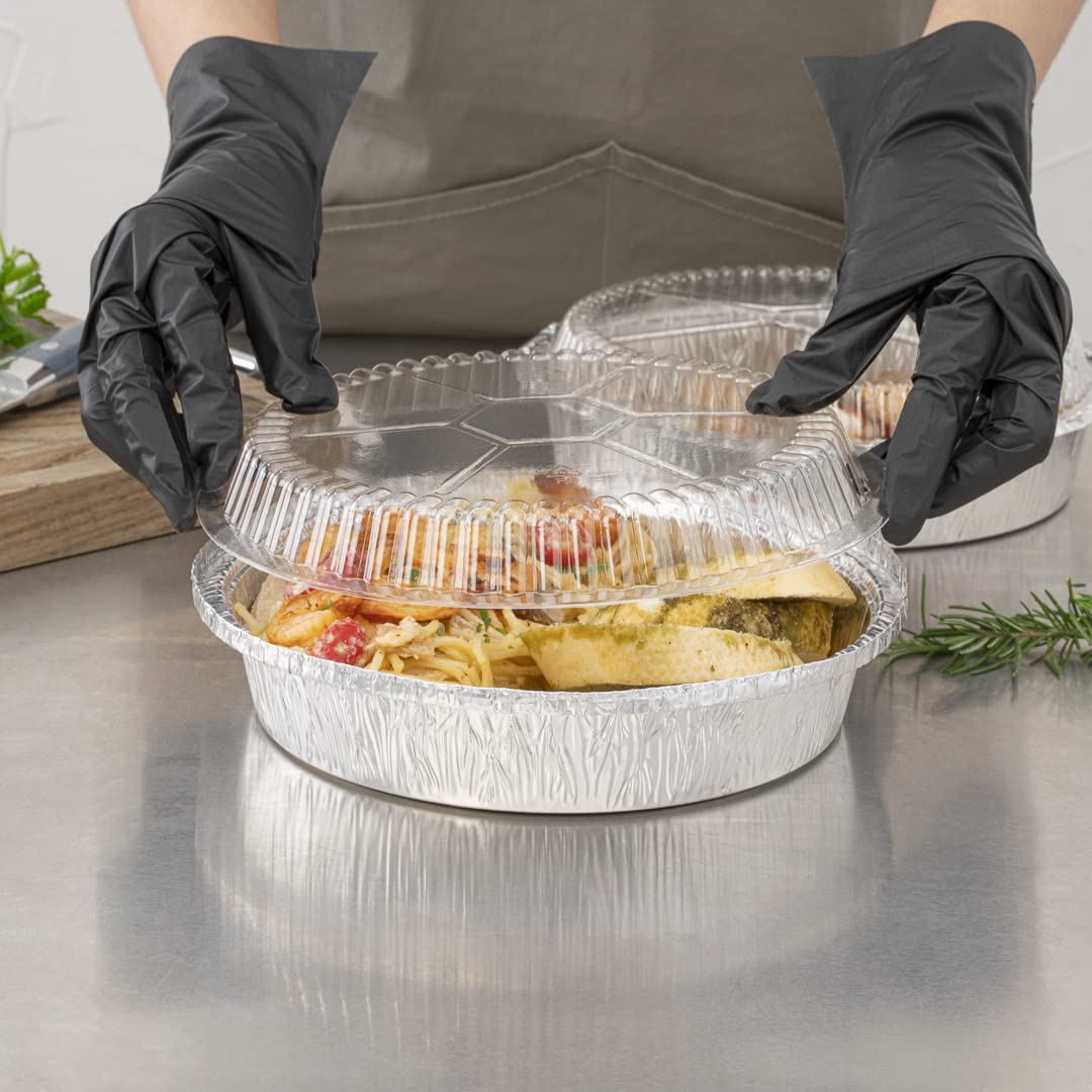 Restaurantware 100-Pack Clear Plastic Dome Lids for 8-Inch Aluminum Takeout Containers - Foil Lux Design, Pans Sold Separately - Perfect for Food Delivery, Catering & Restaurant To-Go Orders