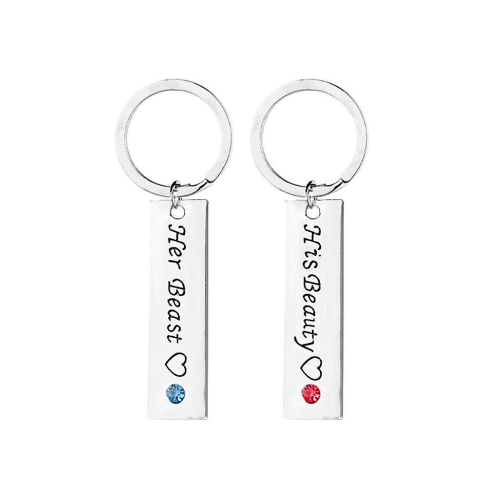 Personalized Silver Couples Keychains Necklace for Boyfriend & Girlfriend, Husband & Wife - Perfect for Anniversaries, Weddings, and Romantic Gifts