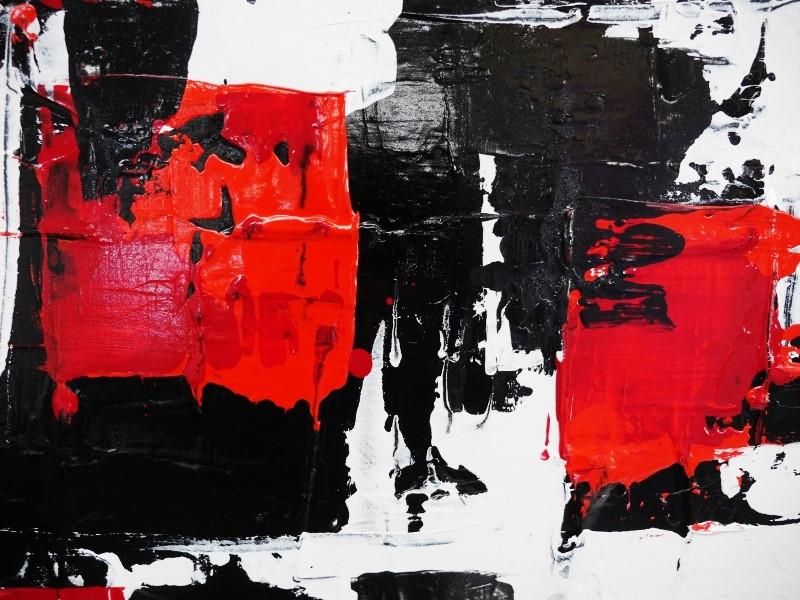 Red and Black Abstract Geometric Painting 120cm x 120cm - Modern Wall Art for Living Room, Bedroom & Office Decor