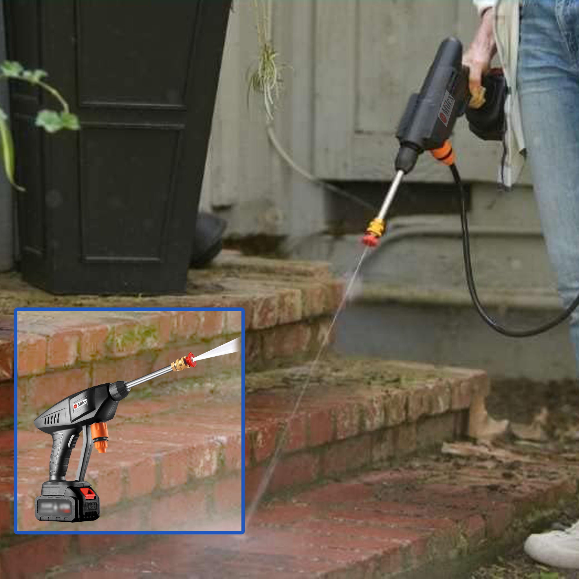 Milex Insta Blast 1800 PSI Electric Pressure Washer - Portable & Powerful Handheld Car Washer for Home, Driveway, Deck, Patio Cleaning