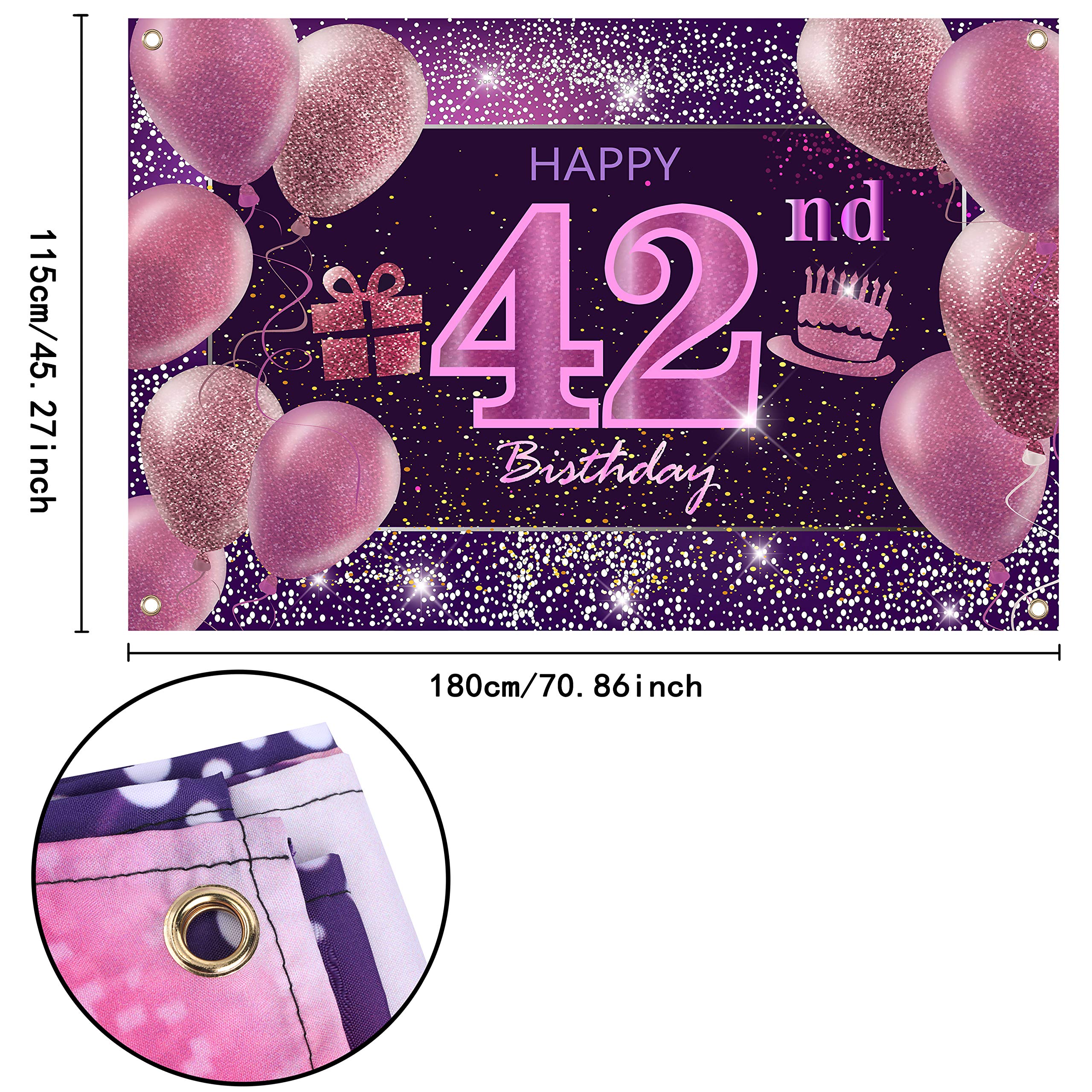 IMISI 42nd Birthday Decorations for Women - Pink Happy Birthday Banner & Party Backdrop for Girls | Perfect for Birthday Parties, Photo Booths & Celebrations