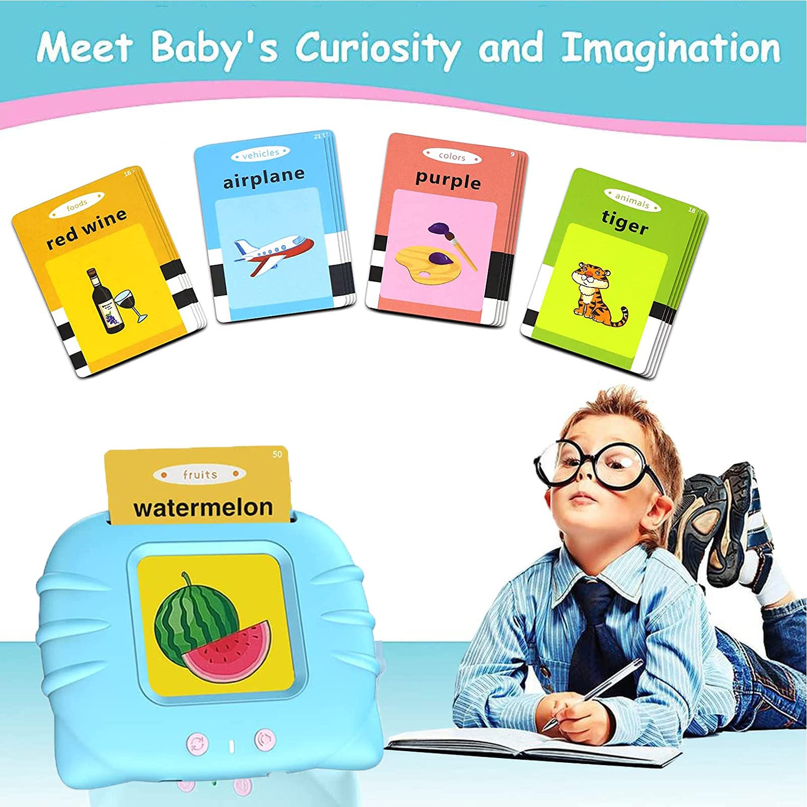 WONFAST 112PCS Educational Flash Cards for Toddlers - Preschool Learning Toy for Boys & Girls | Birthday & Christmas Gifts | Home & Classroom Use