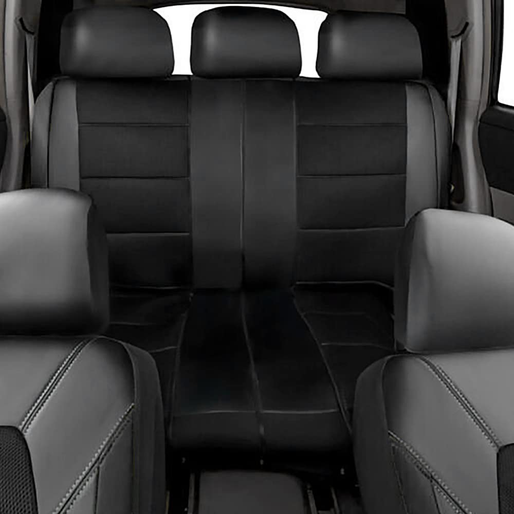 2004-2019 Jeep Wrangler JK Sahara Sport 5-Seat Front Seat Cover - Premium PU Leather & Cloth Blend - Comfortable & Durable Black Car Seat Protector - Perfect for Off-Roading, Daily Commutes & Adventure Travel