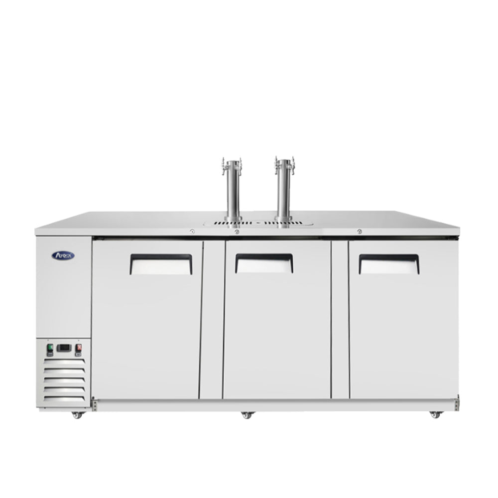 Atosa MKC90 4-Keg Stainless Steel Commercial Beer Cooler with 2 Double Taps - Perfect for Bars, Restaurants, and Home Brewing Parties