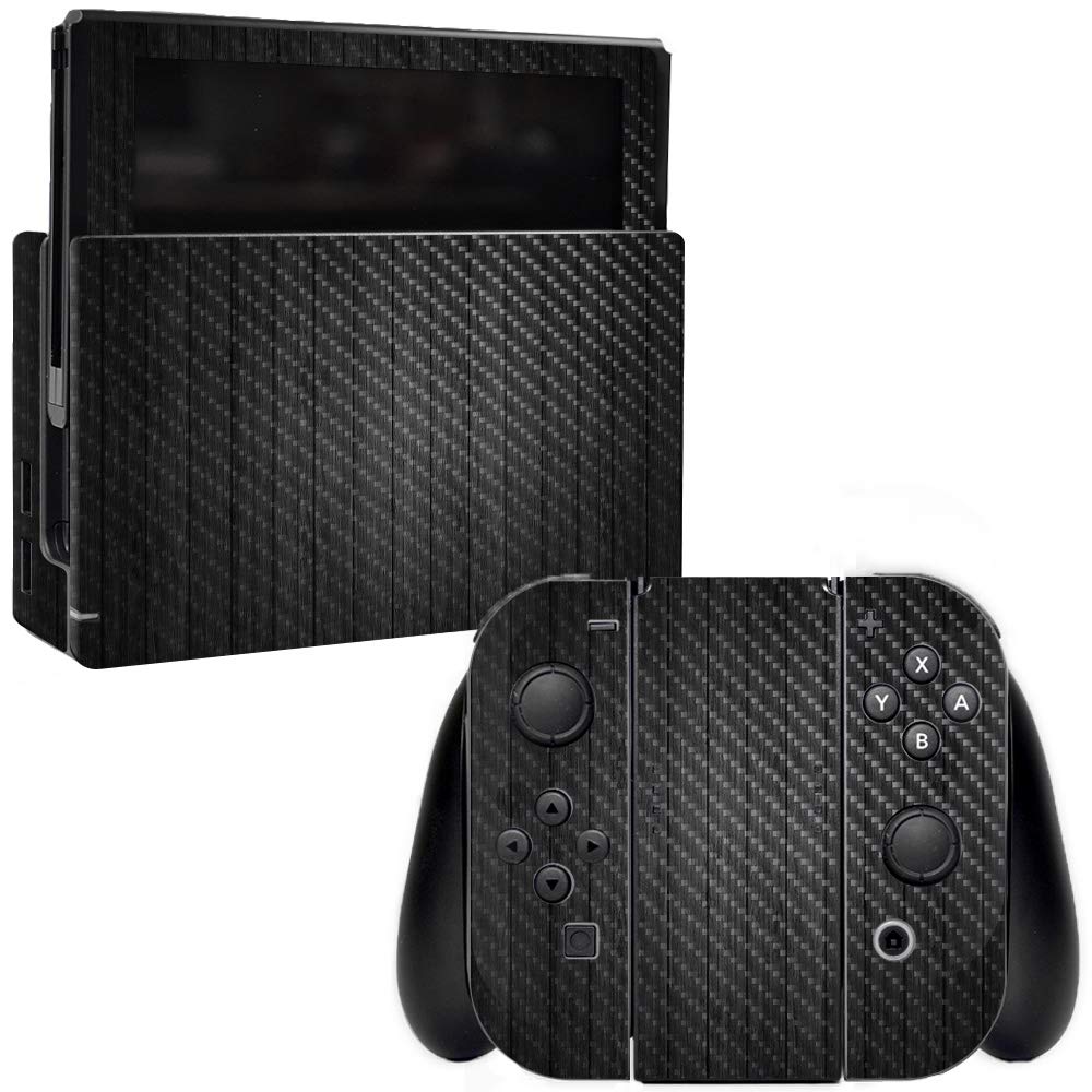 Premium Carbon Fiber Skin for Nintendo Switch - Black Wood Design | Protective & Durable Textured Cover | Easy to Apply & Remove | Made in USA | Perfect for Gaming Protection & Style Enhancement