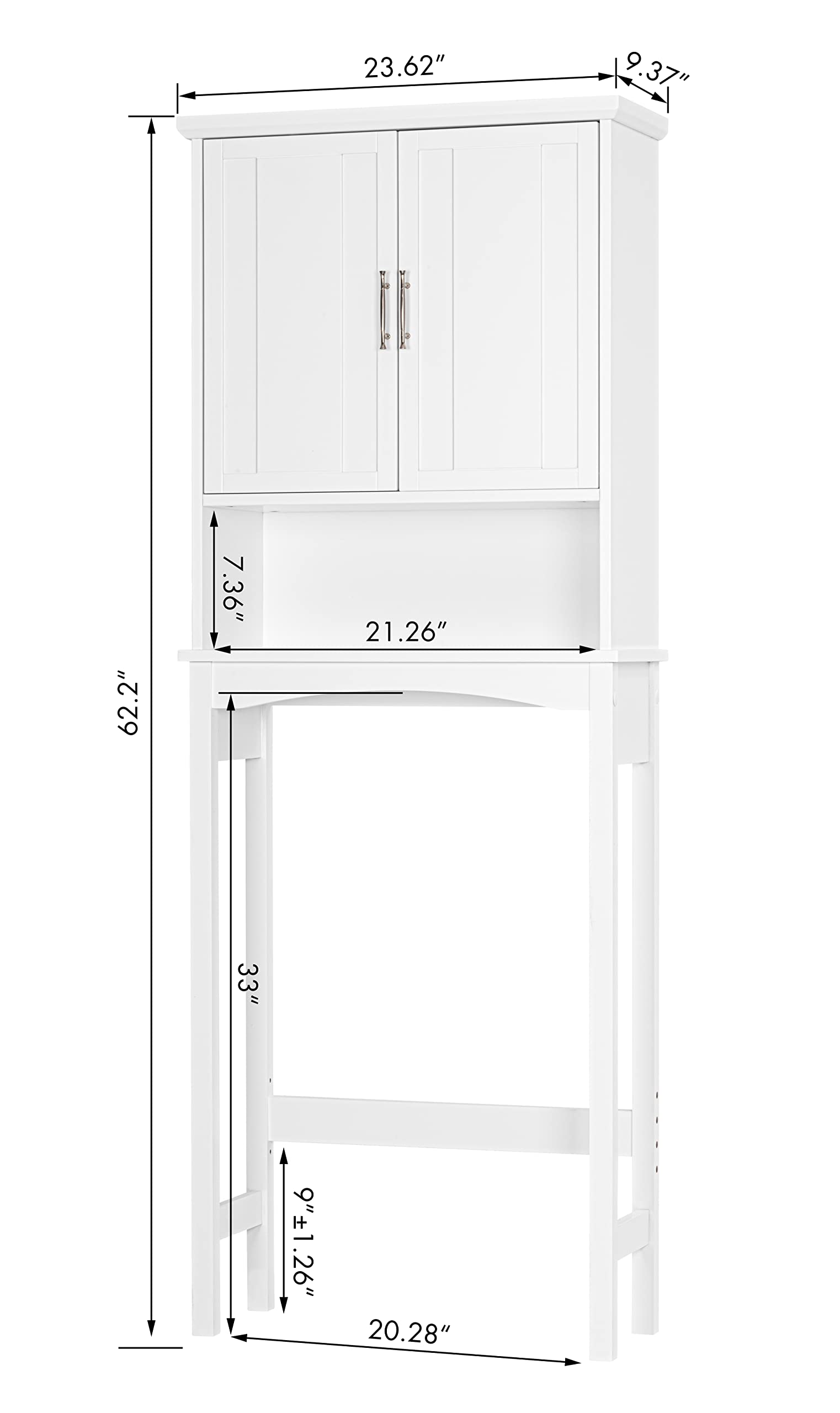 Over The Toilet Storage Cabinet - White Bathroom Shelf Organizer with Space Saving Design | Perfect for Small Bathrooms, Apartments & Powder Rooms