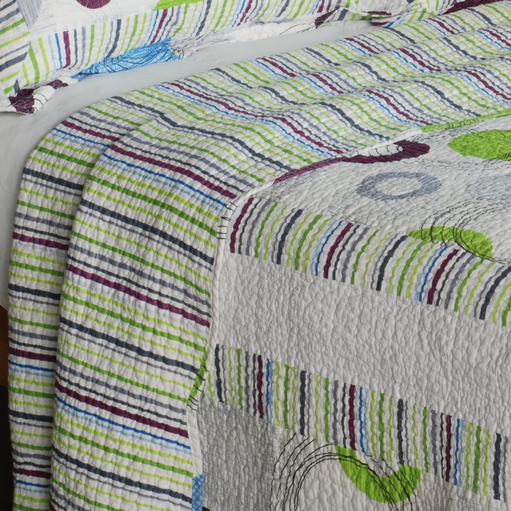 Bubble Ocean 3-Piece Cotton Vermicelli-Quilted Printed King Size Quilt Set - Soft & Breathable Bedding for Cozy Nights & Stylish Bedroom Decor