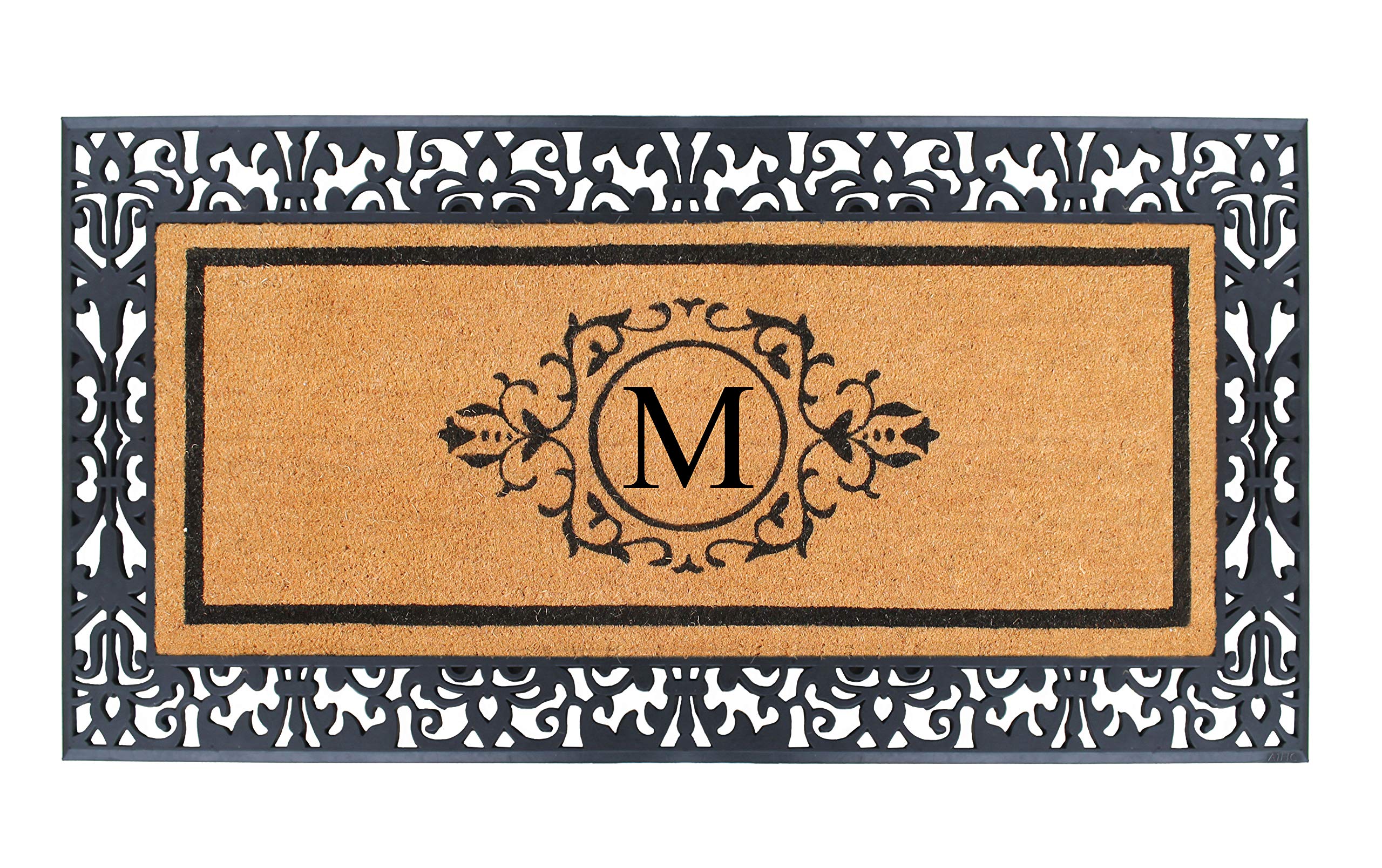Premium Natural Coir Monogrammed Door Mat - 30x60 Heavy Duty Welcome Mat for Front Door, Outdoor Entrance - Durable, Thin Profile, Non-Slip - Perfect for Home, Office, Apartment, Porch & Patio Decor