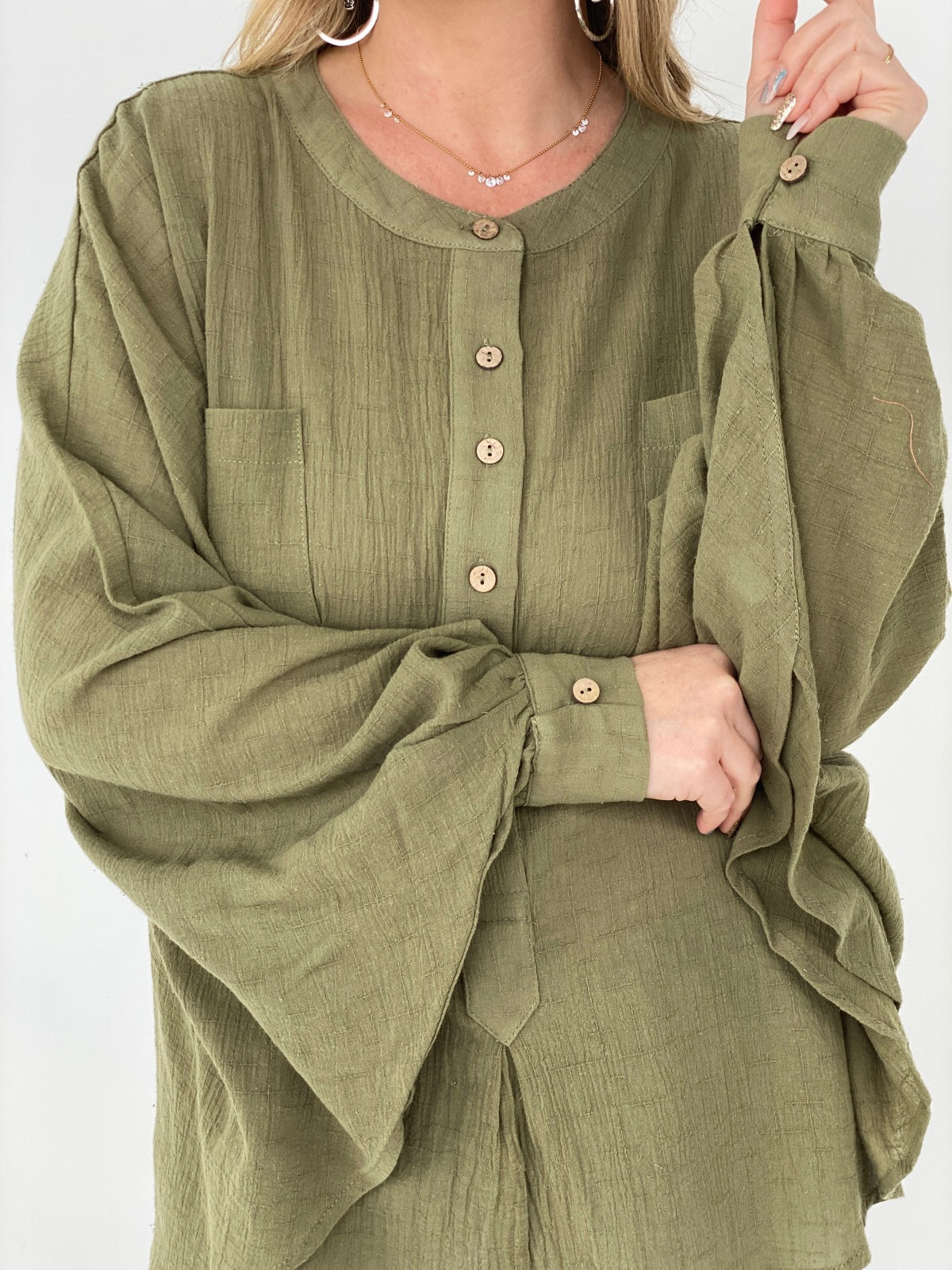 Stylish Oversized Cotton Linen Top for Women - Comfortable Textured Blouse for Casual Wear, Work & Travel