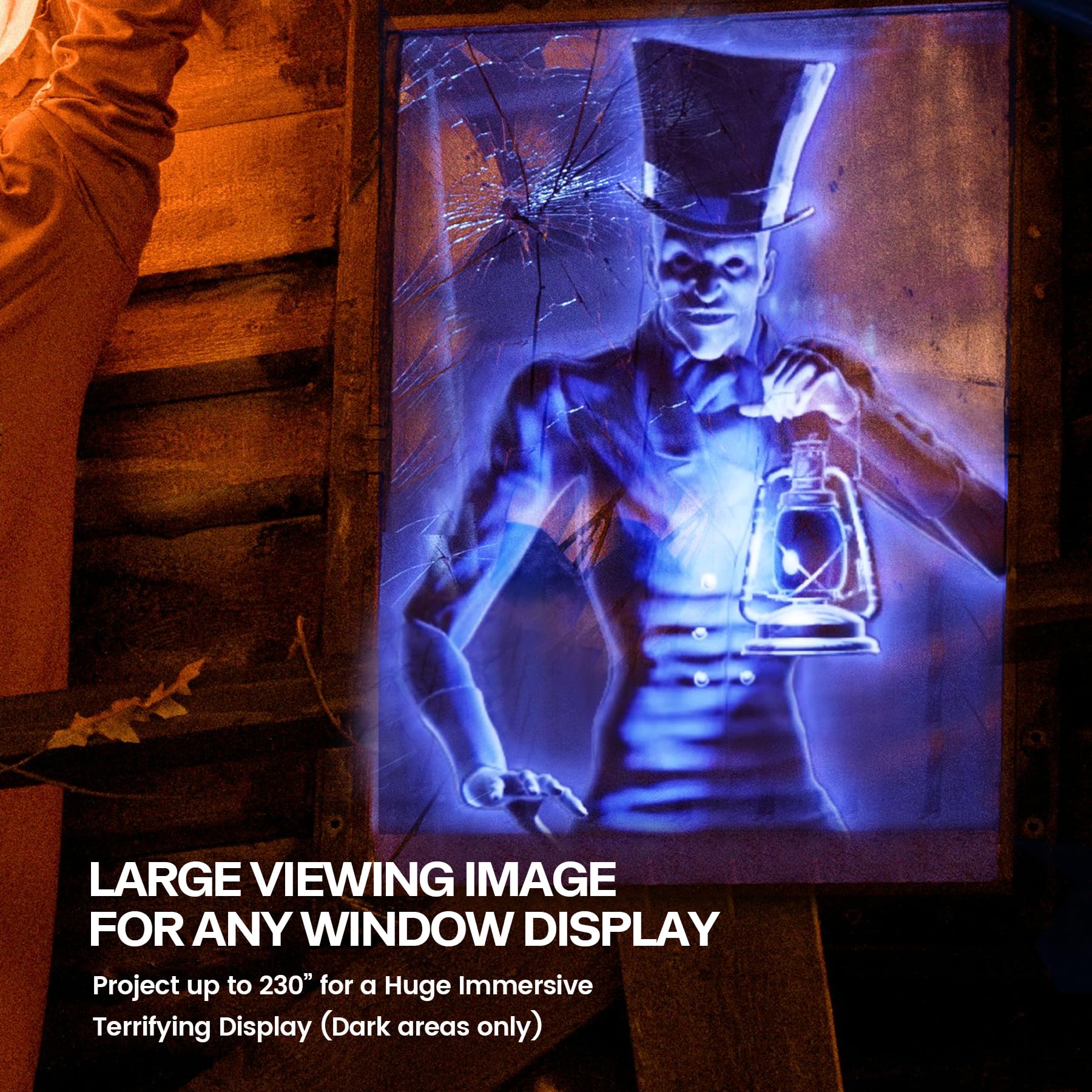 AAXA HP4 Halloween Projector (2024 Upgrade) - 1080p Native Resolution Holographic Projector with AutoPlay™, Built-in Timer & 8 Preloaded Spooky Movies - Bluetooth Enabled for Haunted House Decorations, Window Displays & Outdoor Halloween Party Projections (Renewed)